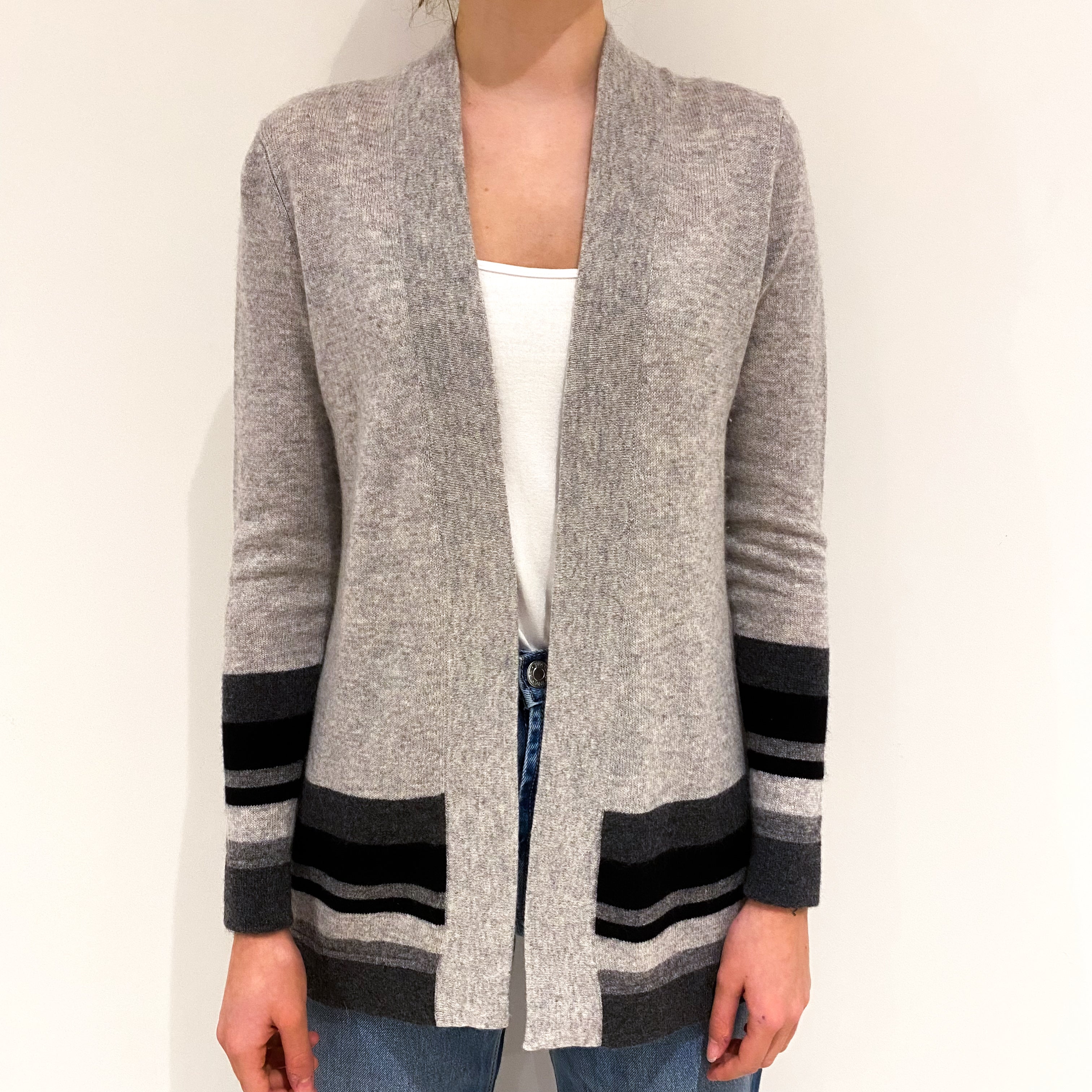 Grey edge outlet to edge cardigan