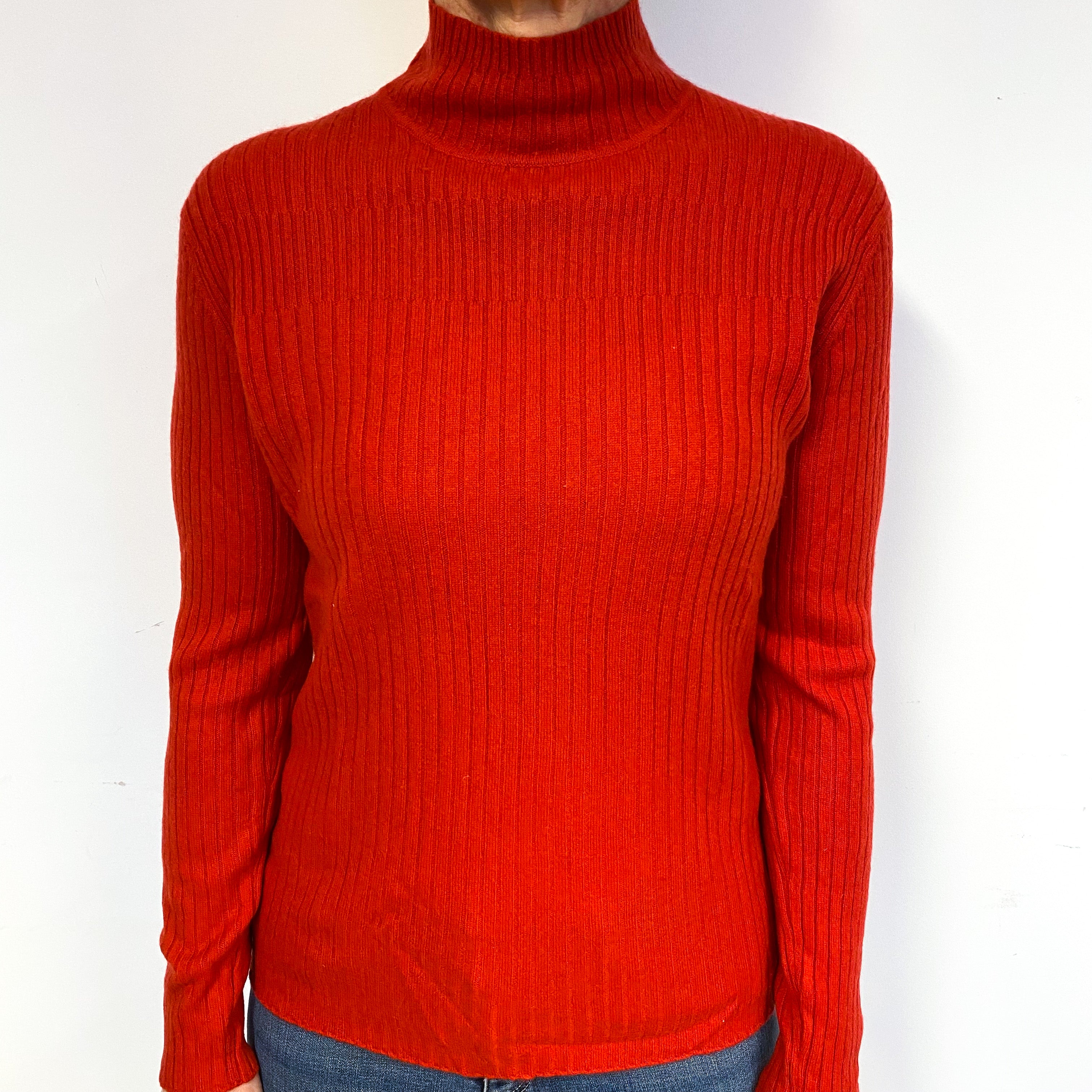 Scarlet Red Cashmere Polo Neck Jumper Medium Nearly New Cashmere Co 5060