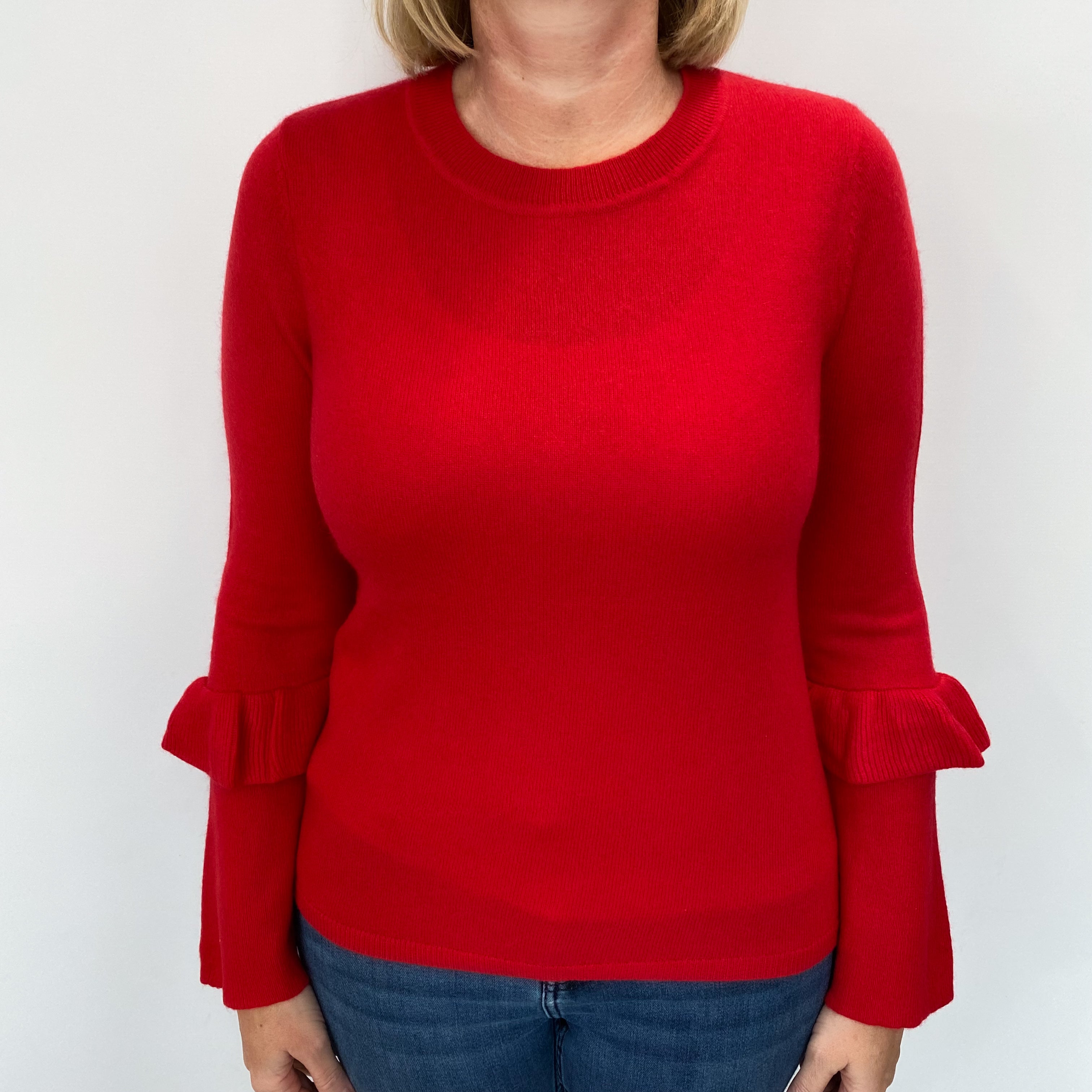 Crimson Red Cashmere Crew Neck Jumper Large