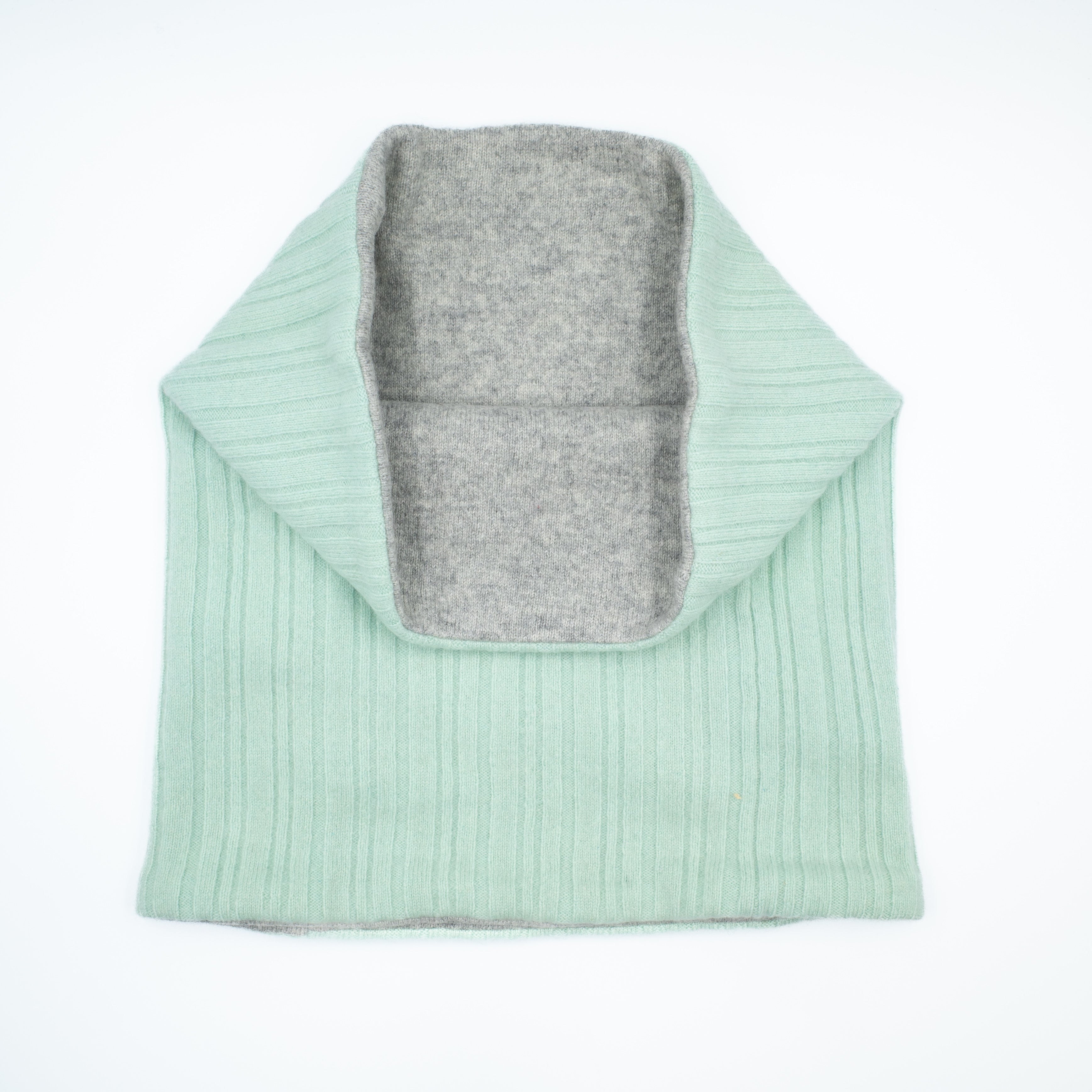 Aqua Green and Ash Grey Patterned Luxury Double Layered Snood