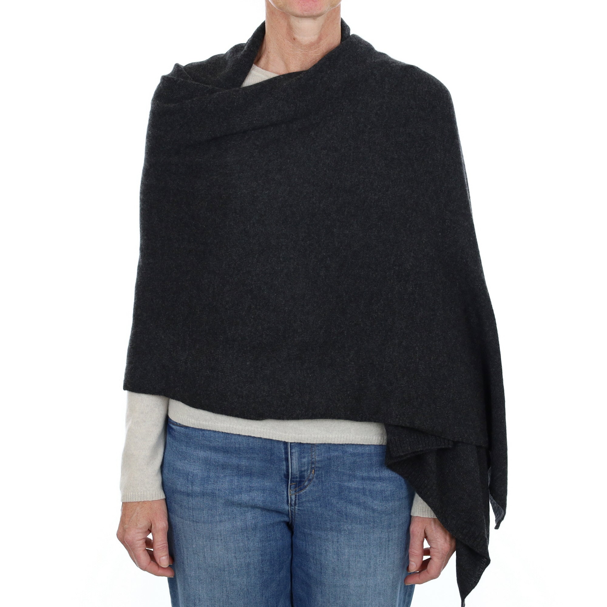 Brand New Charcoal Grey Recycled Cashmere Wrap