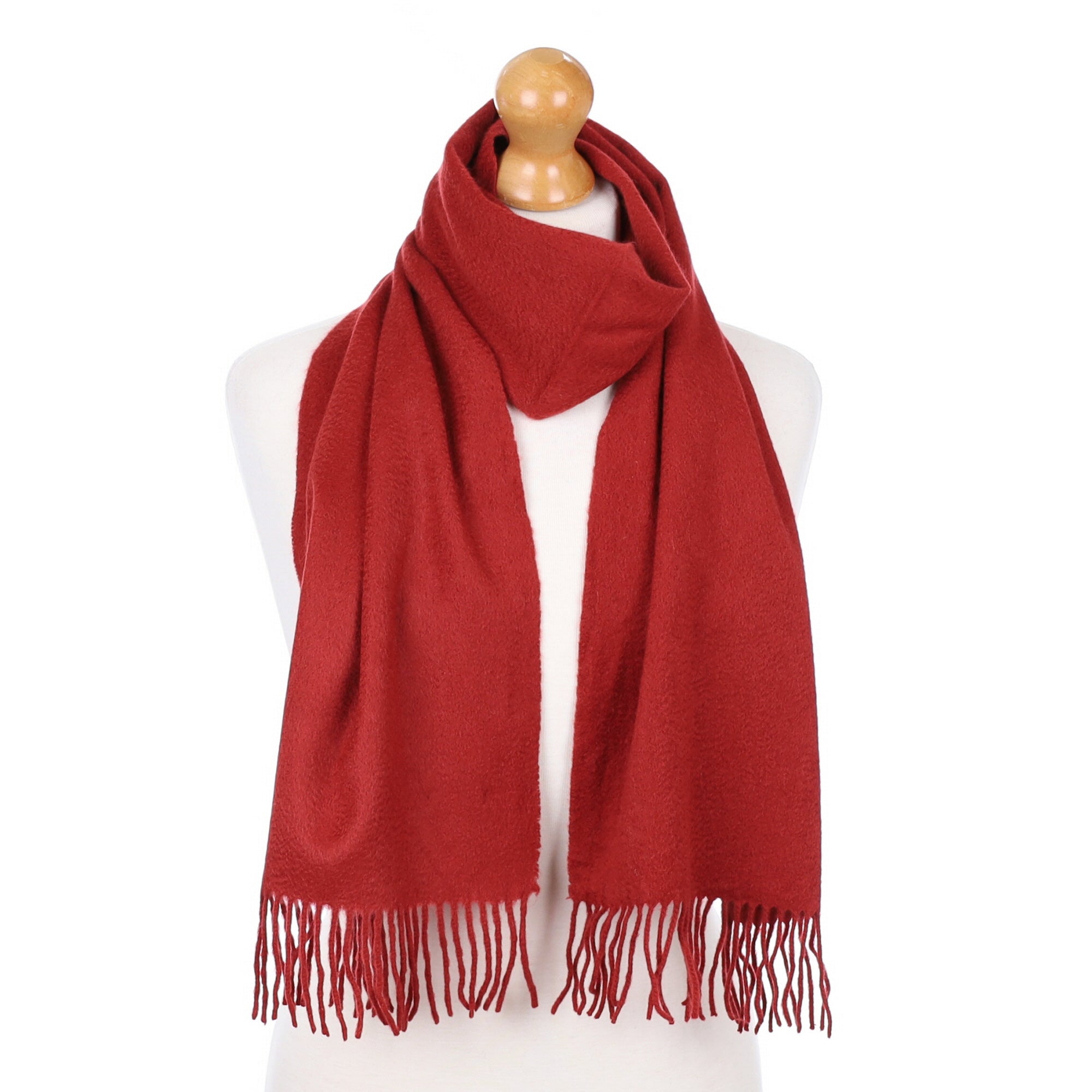 Phoenix Red Fringed Cashmere Woven Scarf