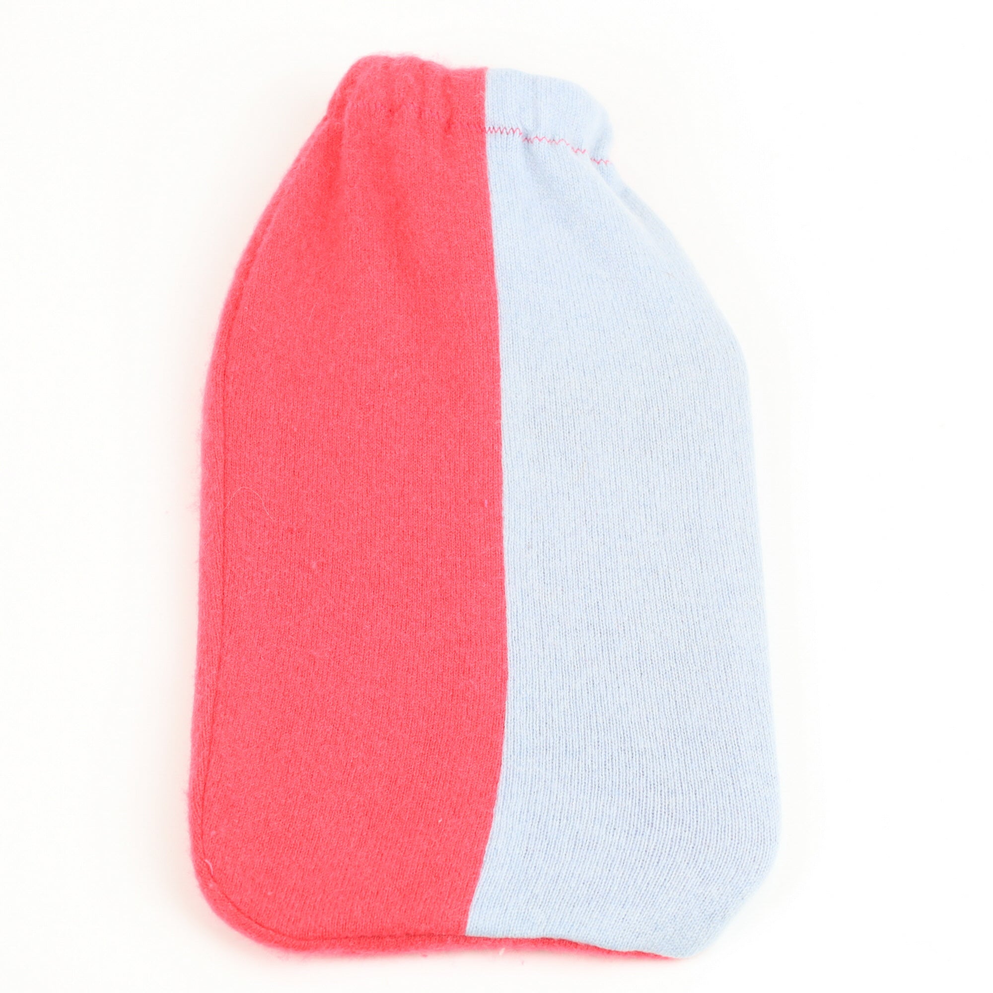 Cranberry Pink and Ice Blue Large Cashmere Hot Water Bottle