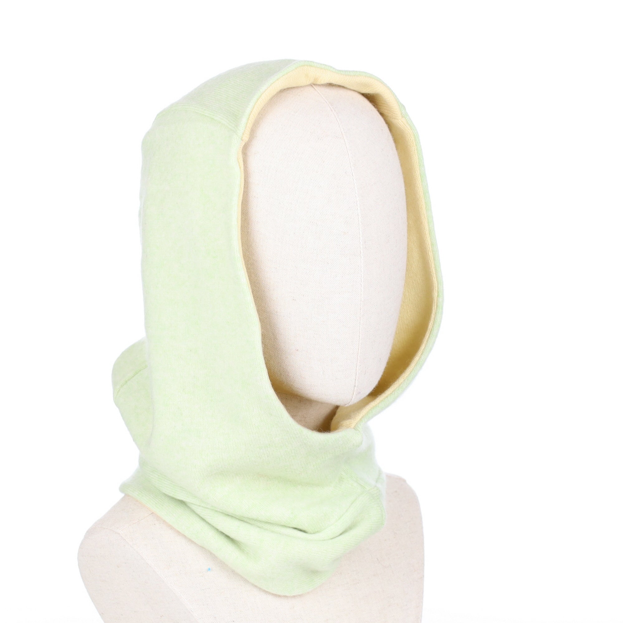 Soft Lime and Primrose Luxury Reversible Cashmere Hood Unisex