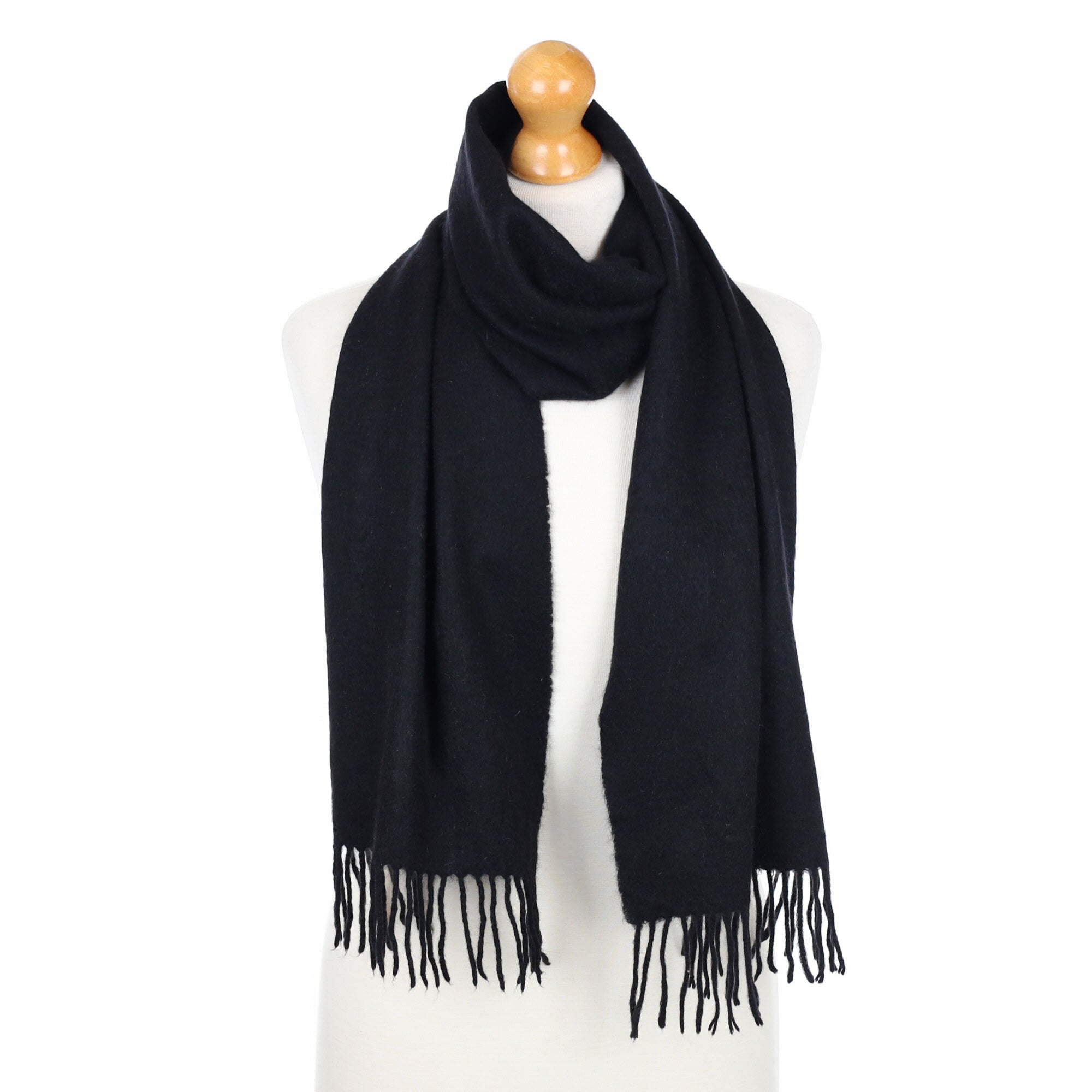 Black Fringed Cashmere Woven Scarf