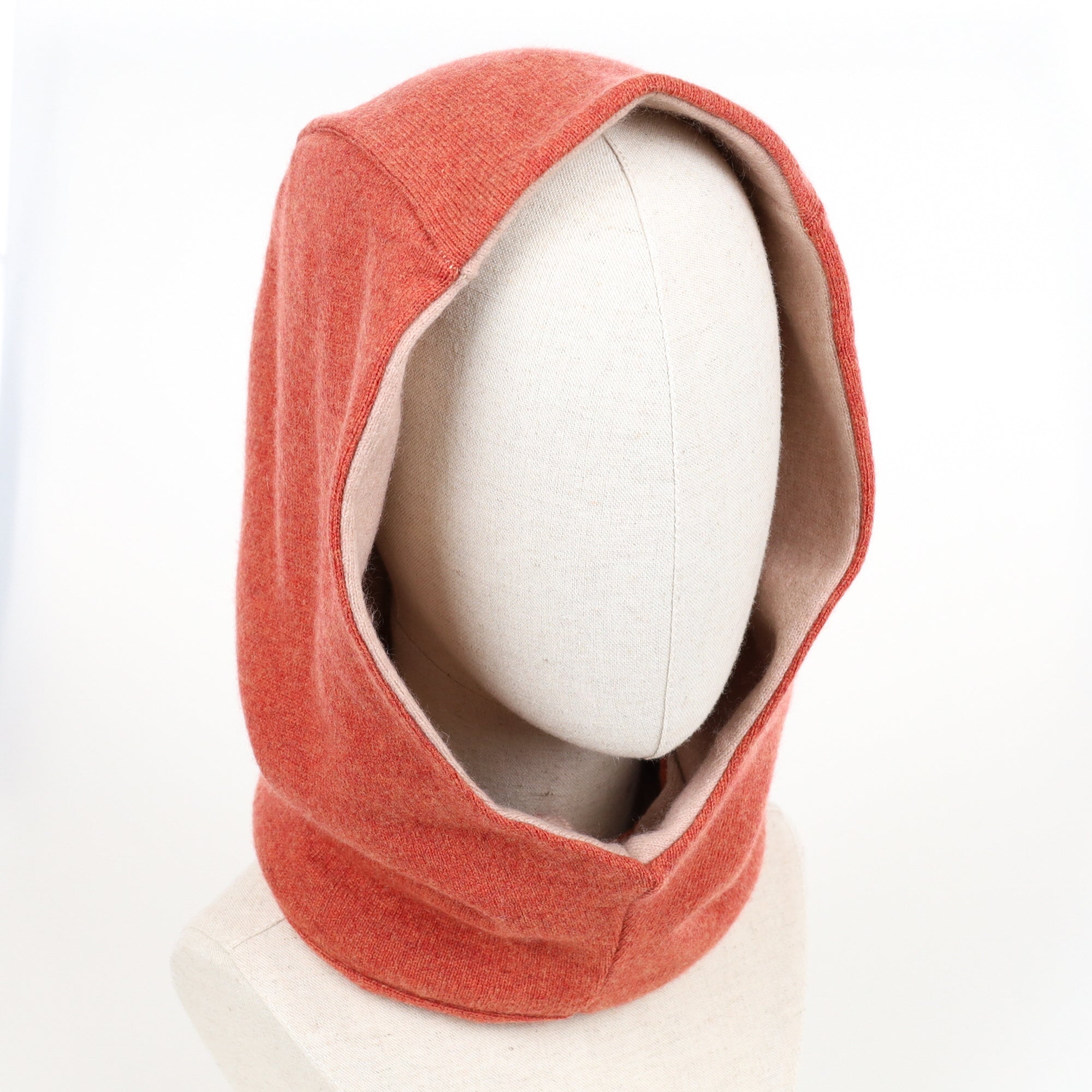 Rust Orange and Oatmeal Luxury Reversible Cashmere Hood Unisex