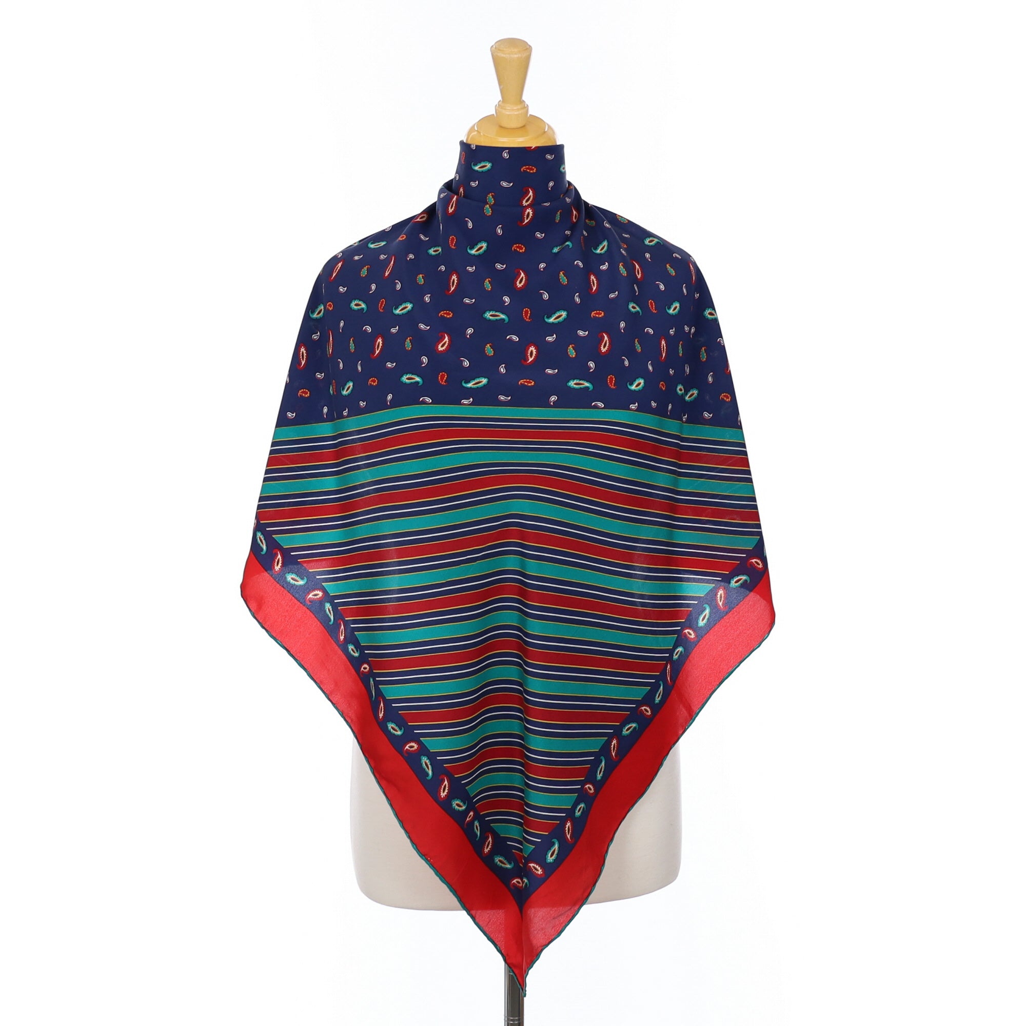 Italian Classic Blue, Green & Red Vintage Silk Scarf