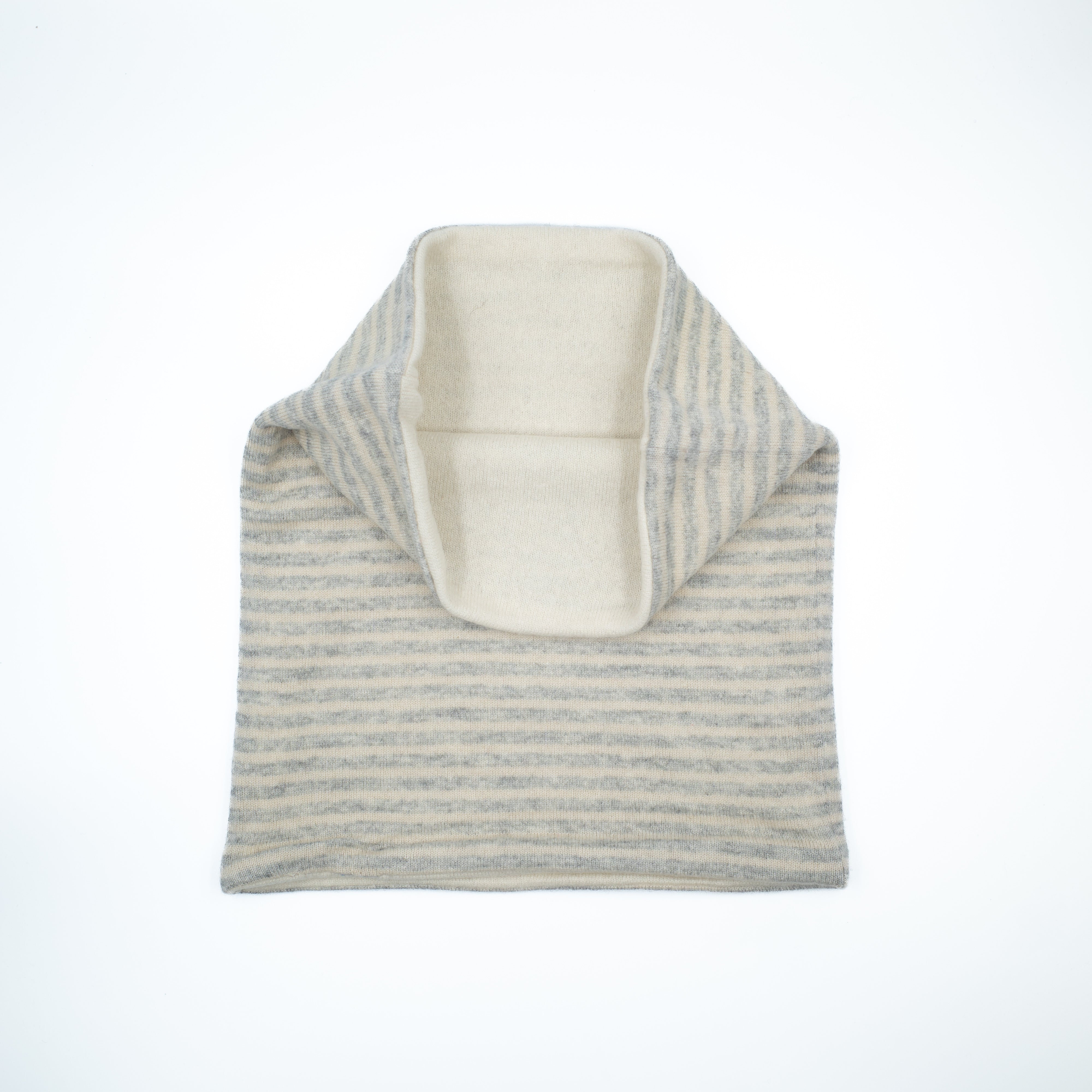 Pale Grey and Oatmeal Striped Luxury Double Layered Snood