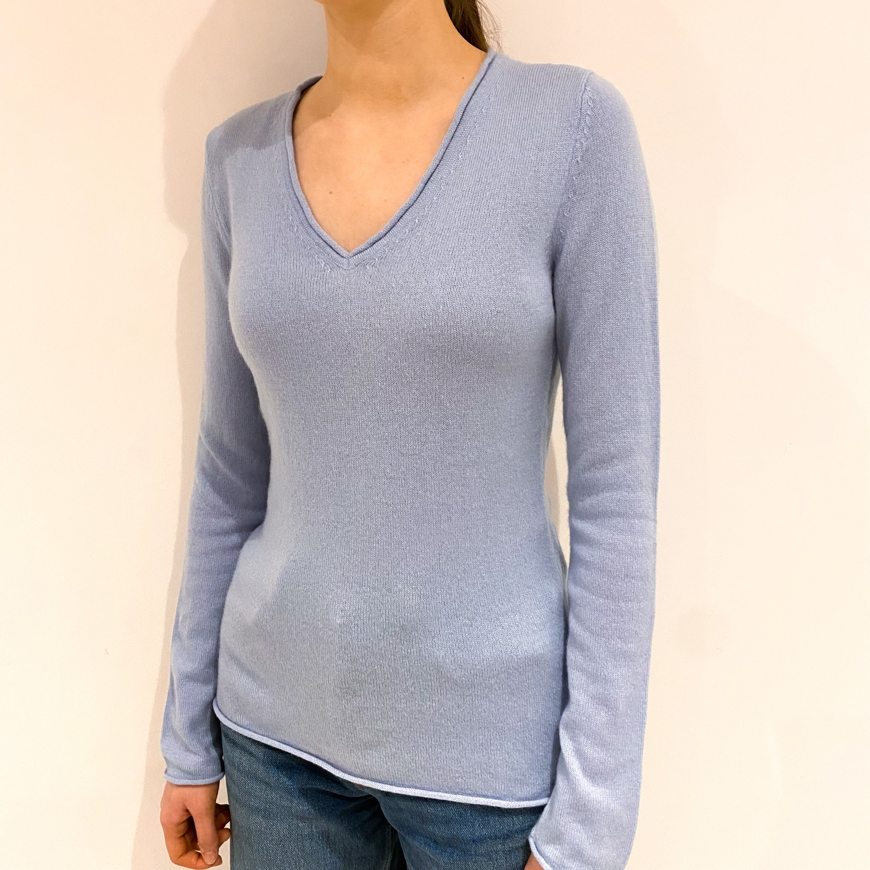 Pale Blue V-Neck Jumper Extra Small