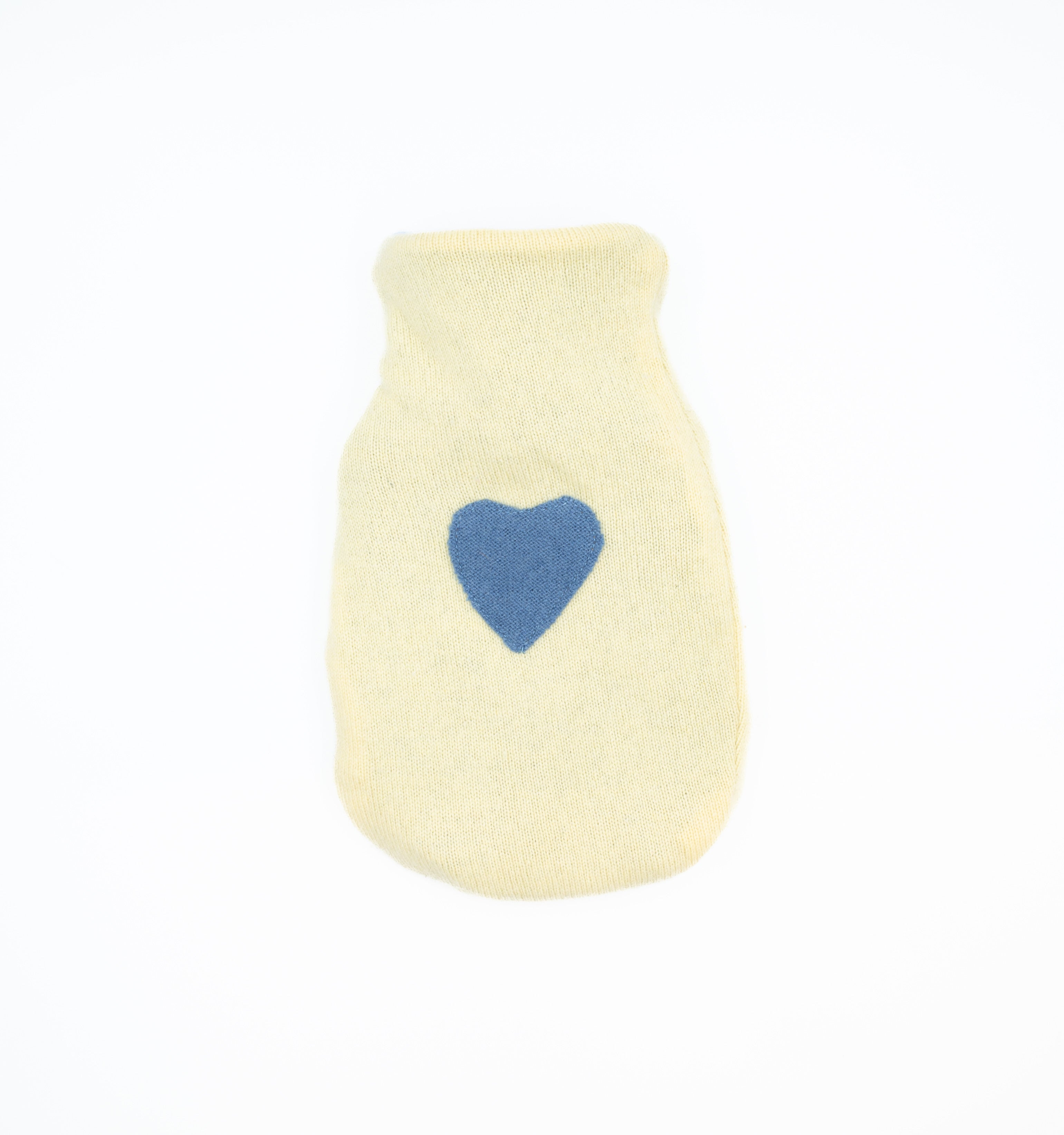 Lemon Yellow and Deep Denim Cashmere Small Hot Water Bottle