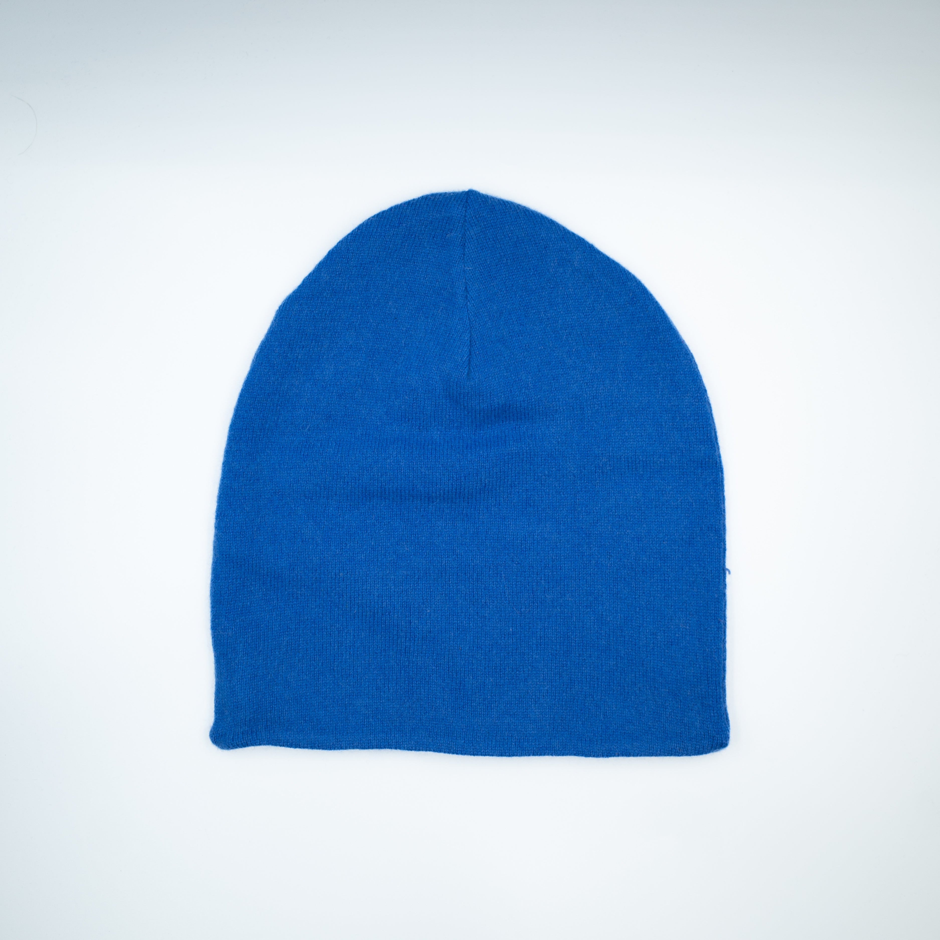 Cornflower Blue and Cream Cashmere Beanie Hat