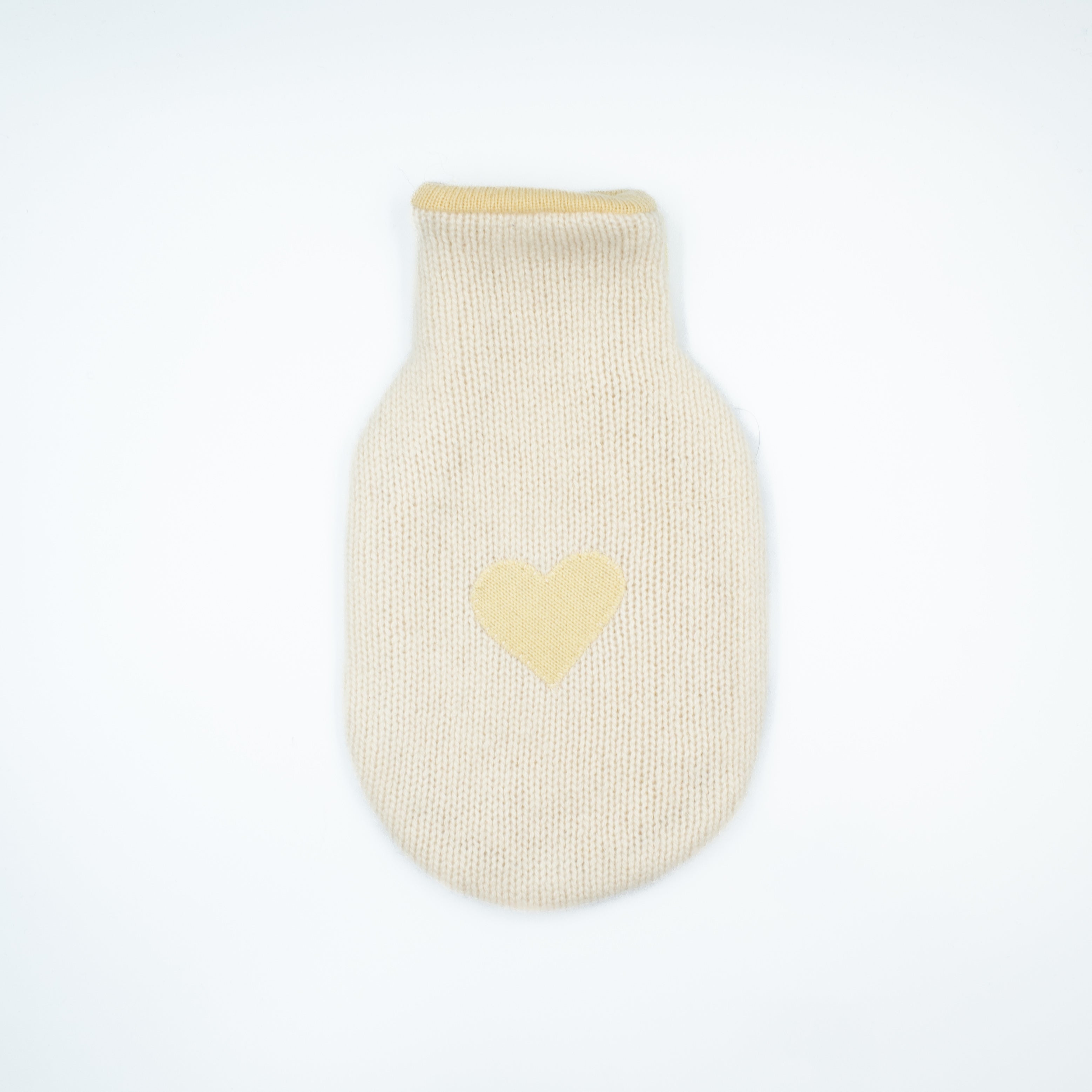 Pale Yellow and Cream Cashmere Small Hot Water Bottle