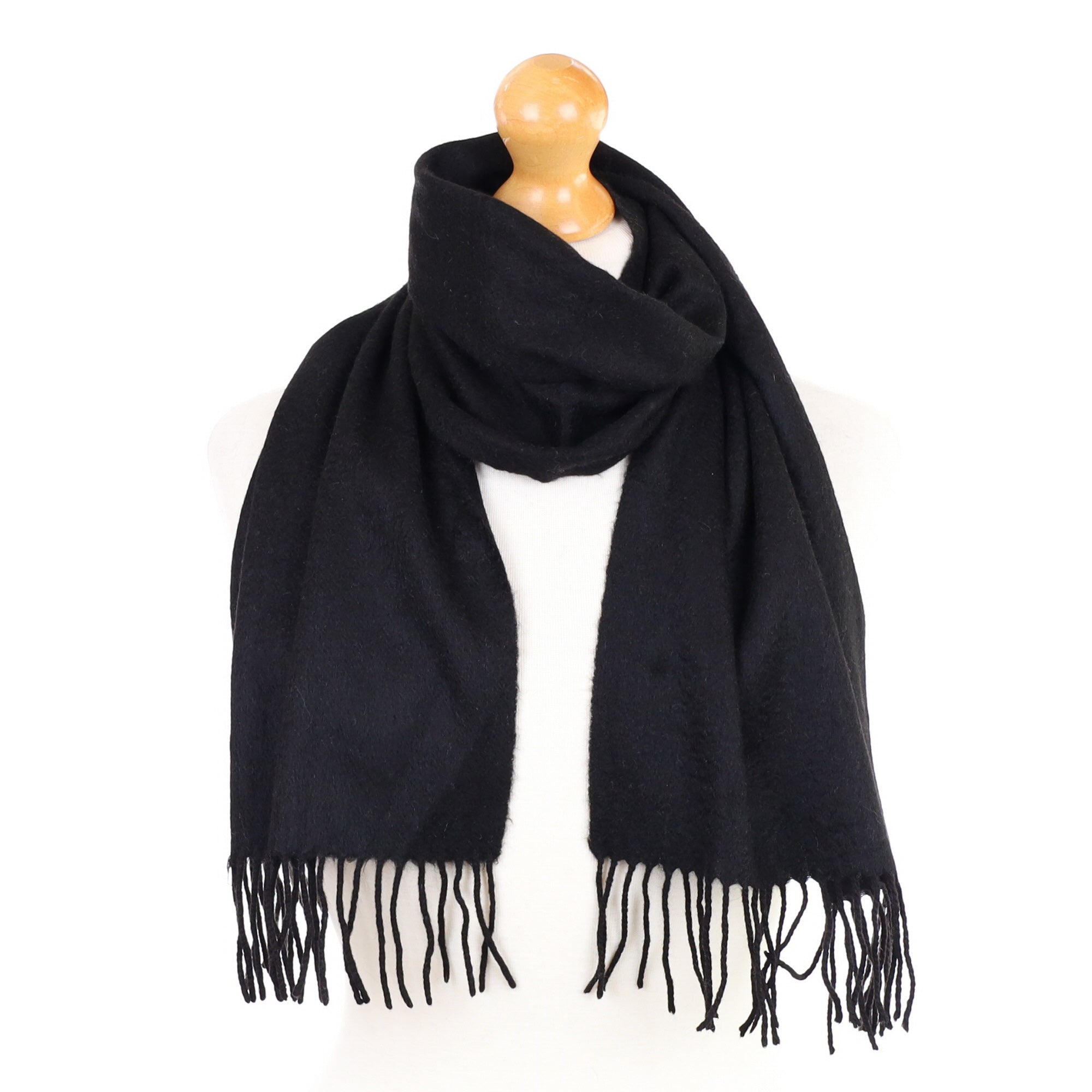 Black Fringed Cashmere Woven Scarf