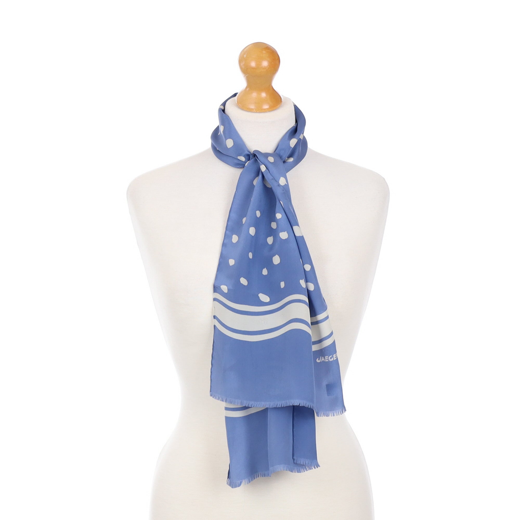 Jaeger Long Blue Vintage Silk Scarf