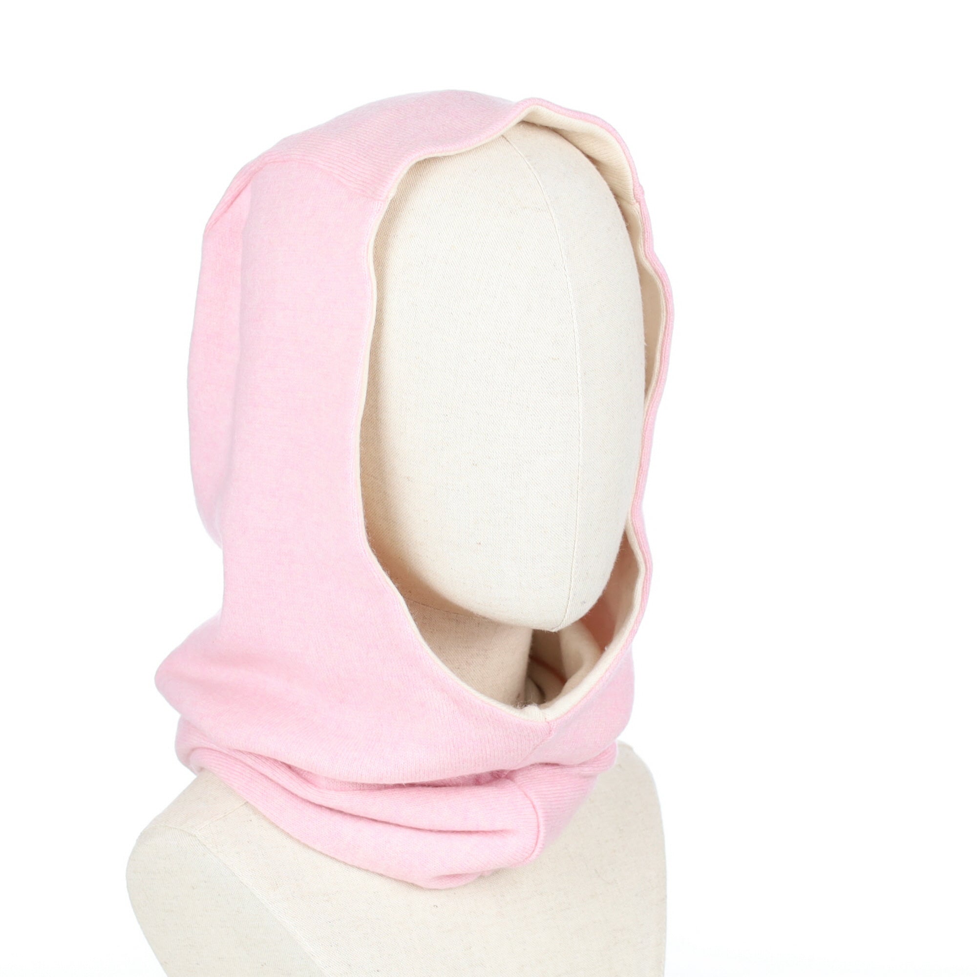 Carnation Pink and Cream Luxury Reversible Cashmere Hood Unisex