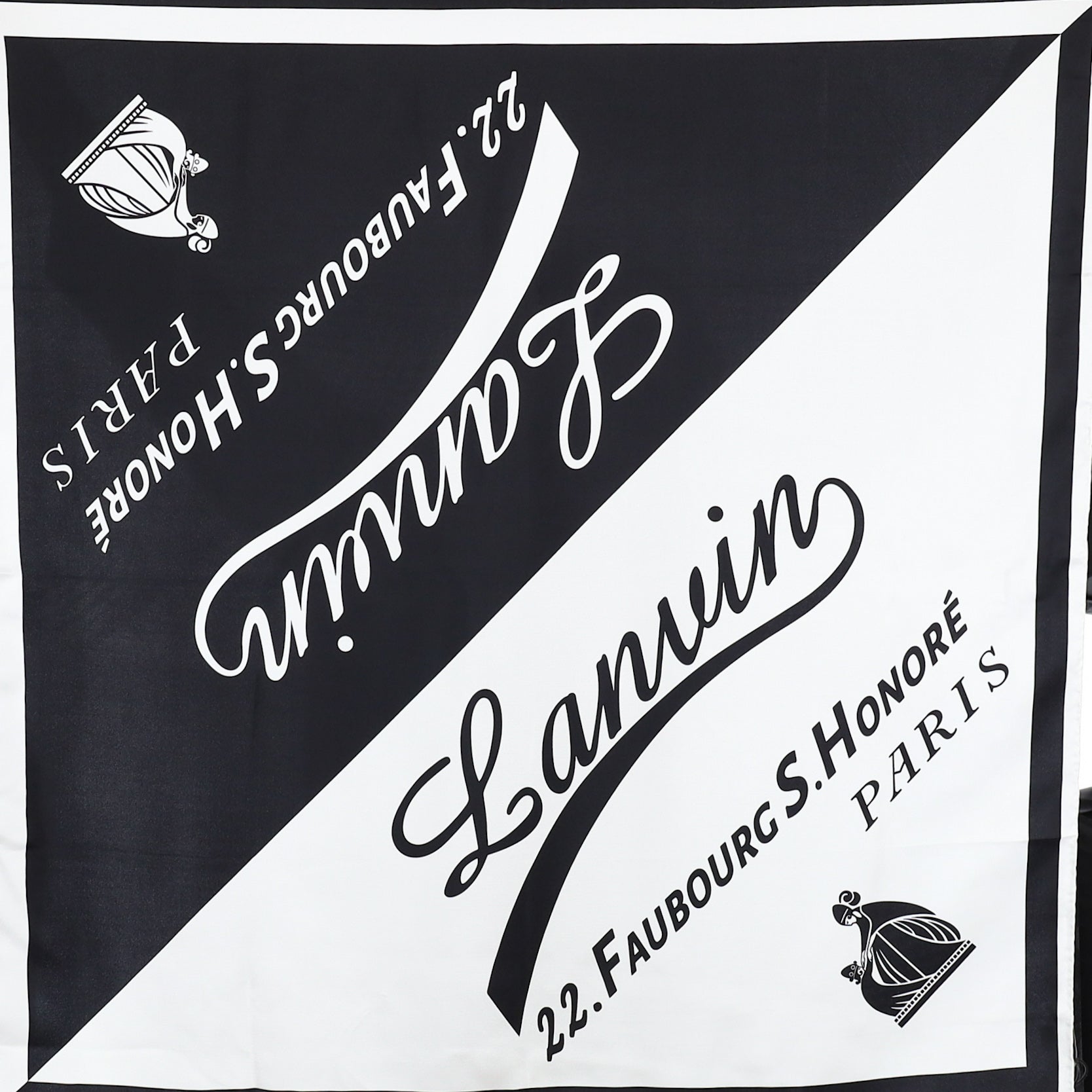 Brand New Lanvin Monochrome Silk Scarf