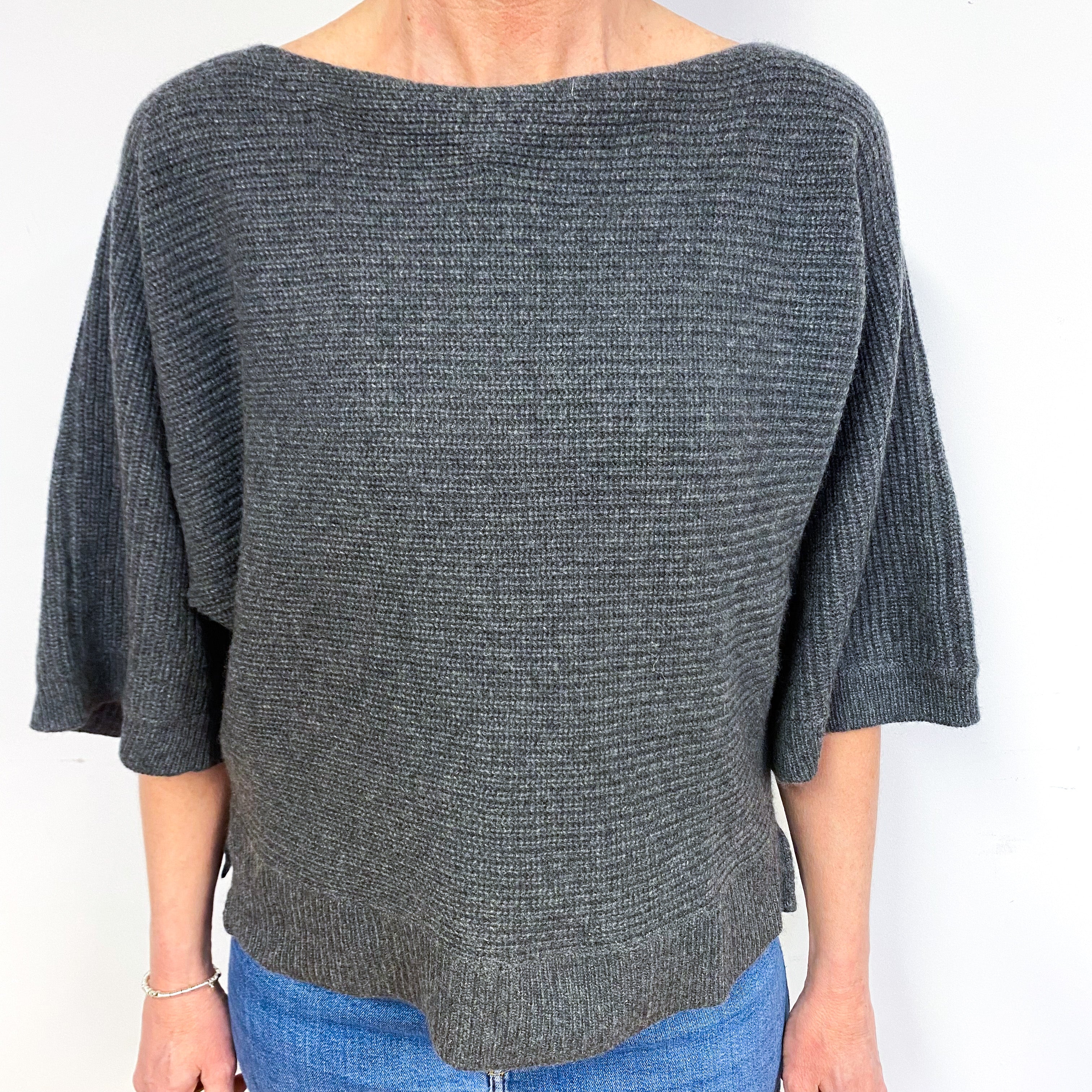 Slate Grey Cashmere Crew Neck Jumper Medium