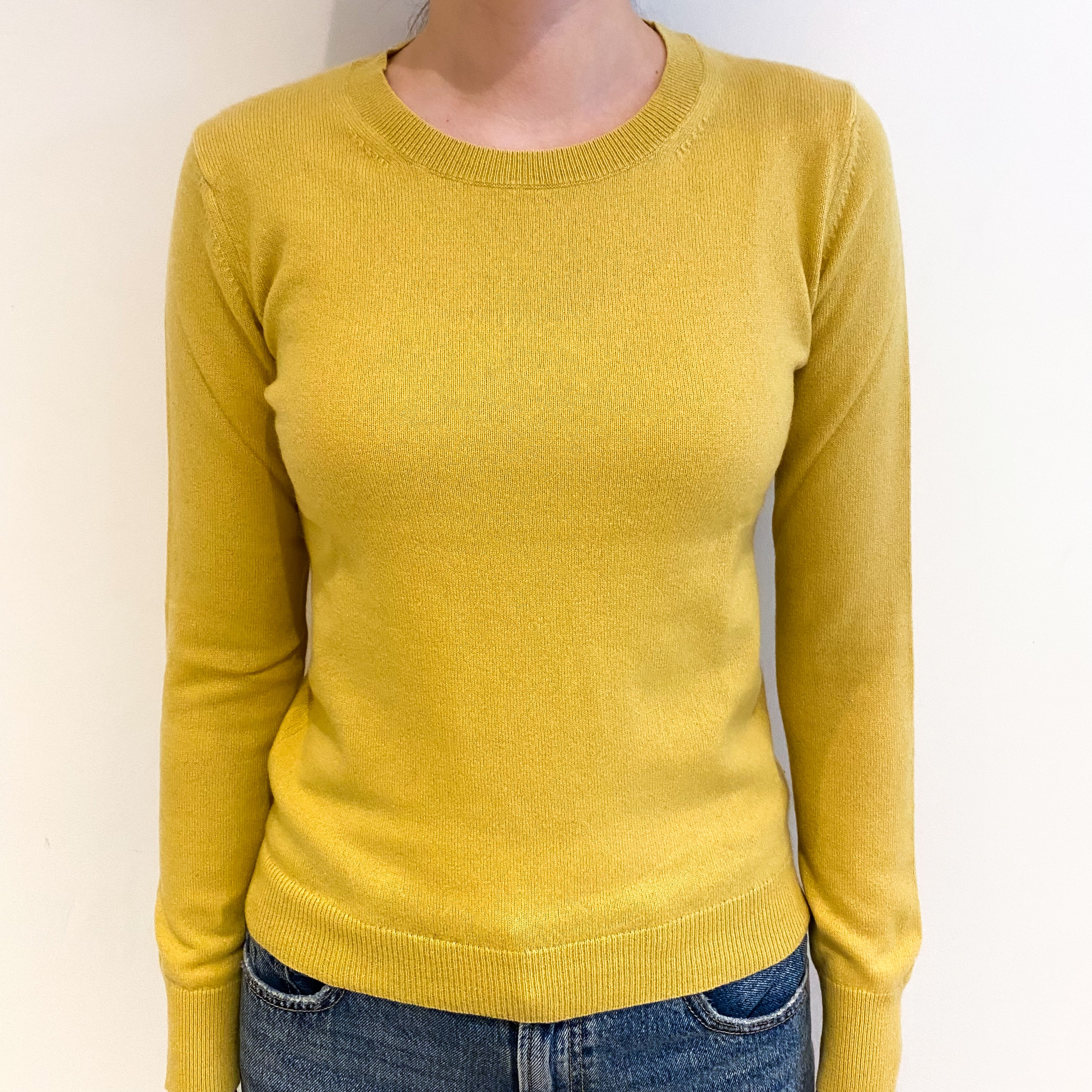 Mustard Yellow Cashmere Crew Neck Jumper Extra Small