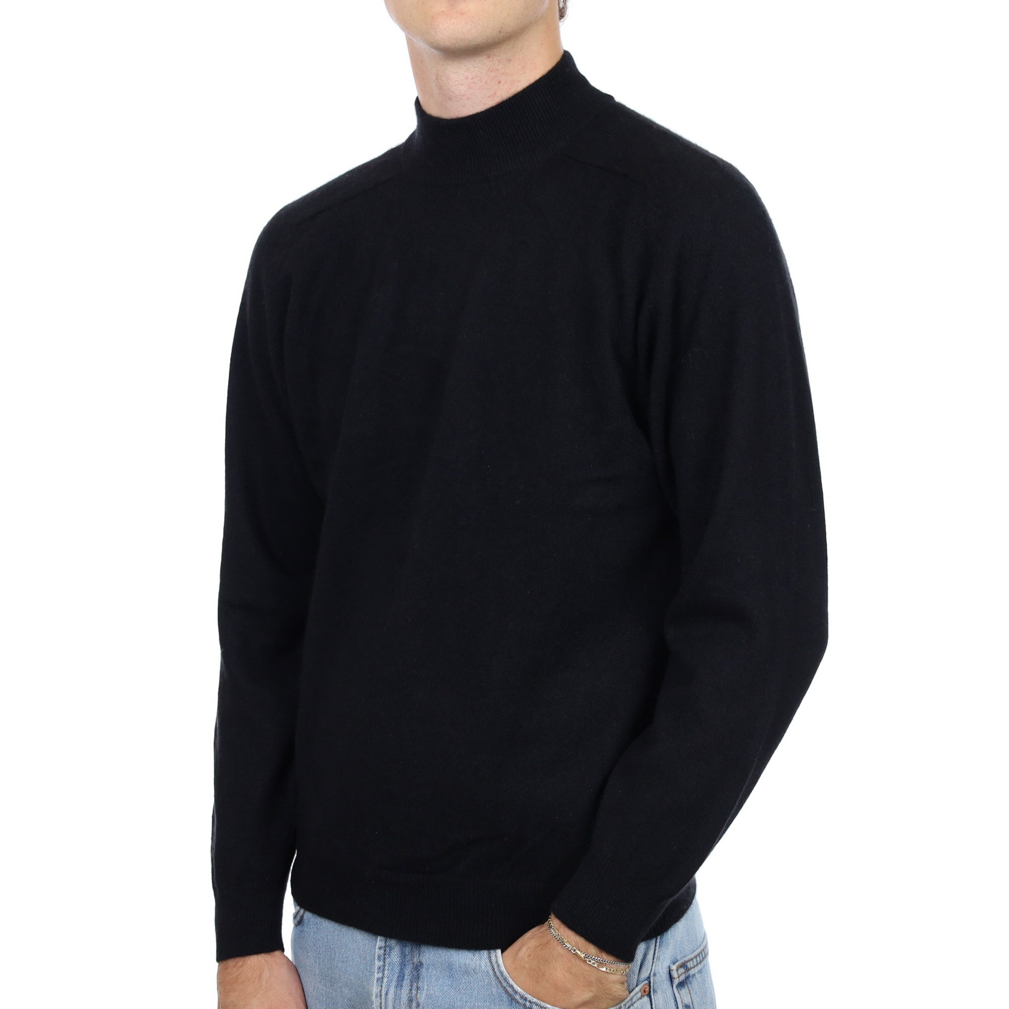 Men's Black Cashmere Turtle Neck Jumper Large