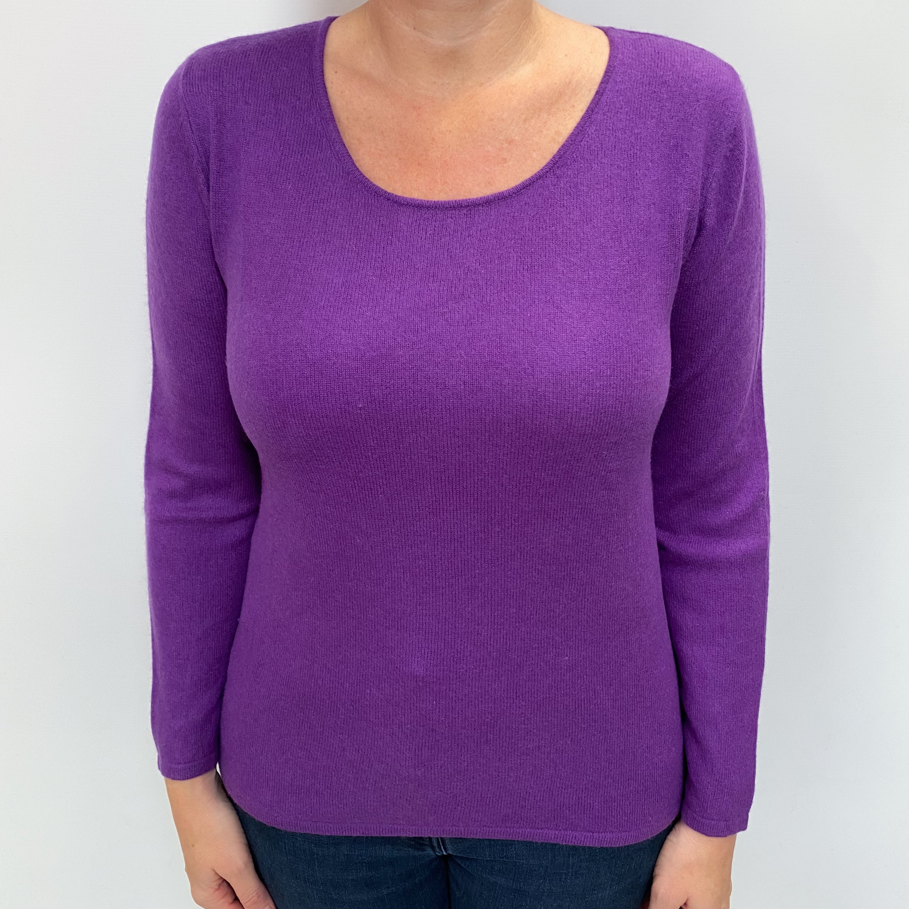 Violet Purple Cashmere Crew Neck Jumper Large