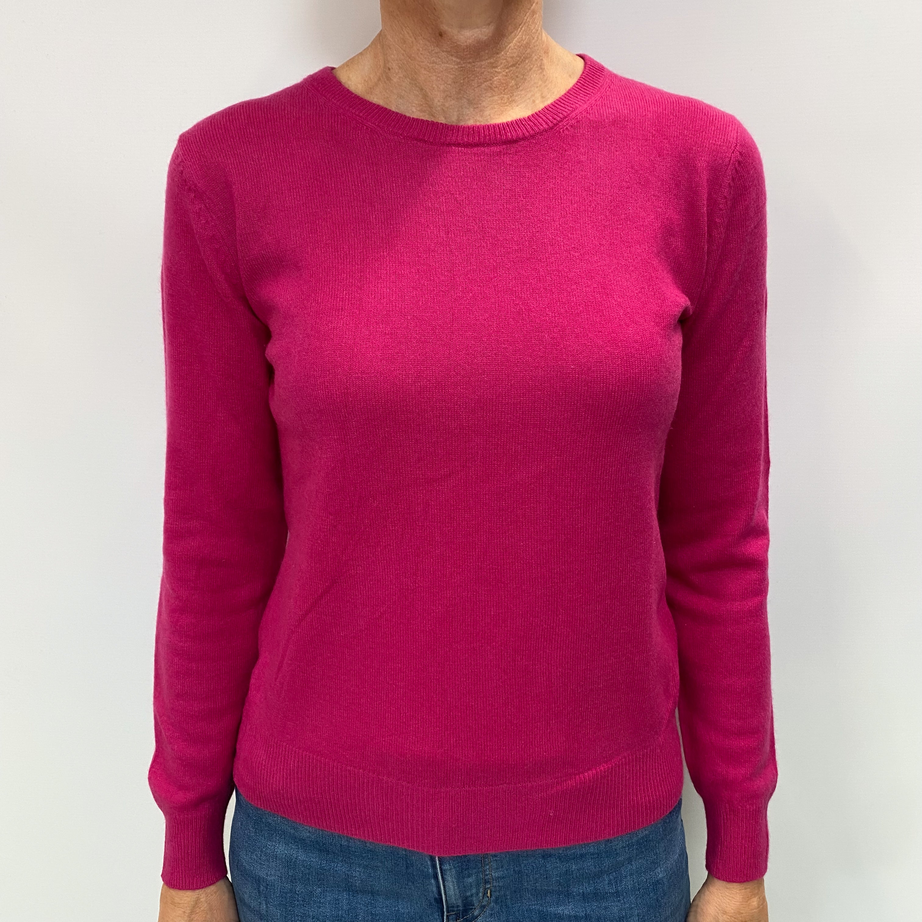 Hot Pink Cashmere Crew Neck Jumper Small