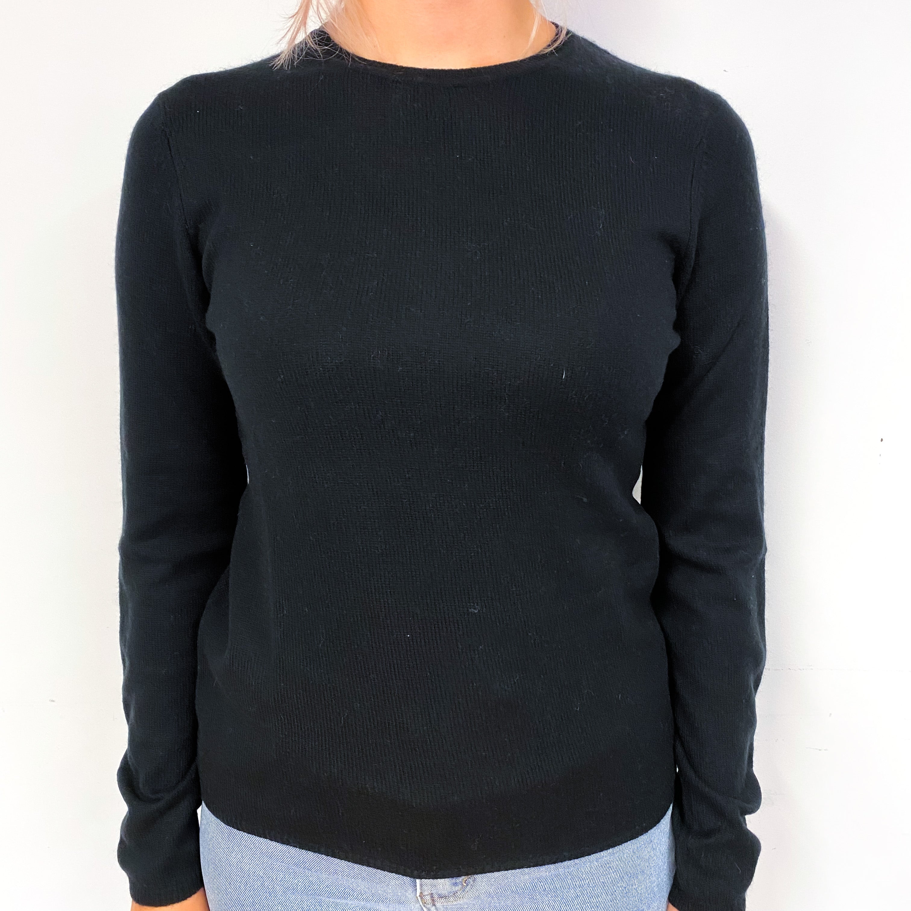 Black Cashmere Crew Neck Jumper Small.