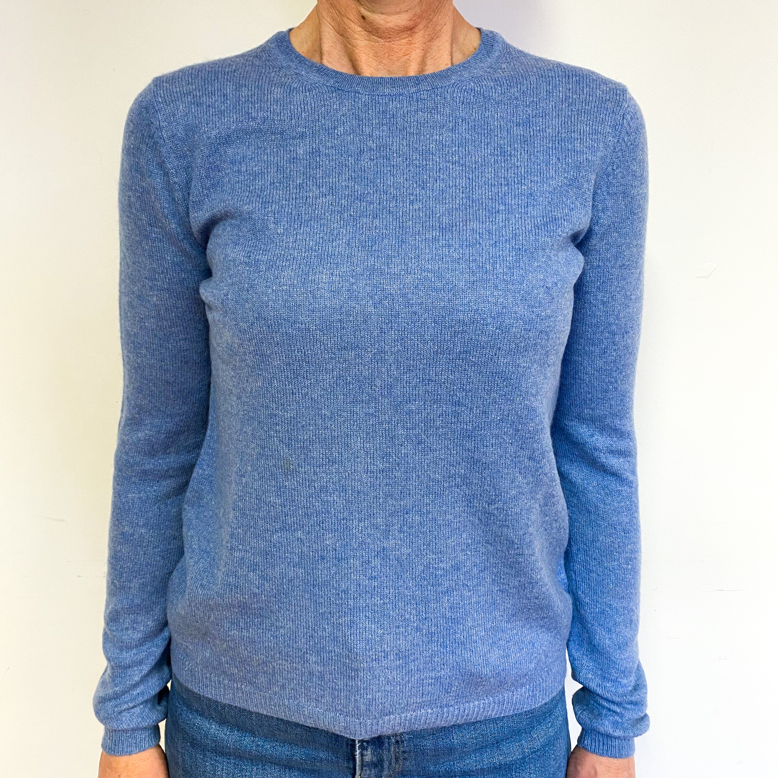 Denim Blue Cashmere Crew Neck Jumper Medium