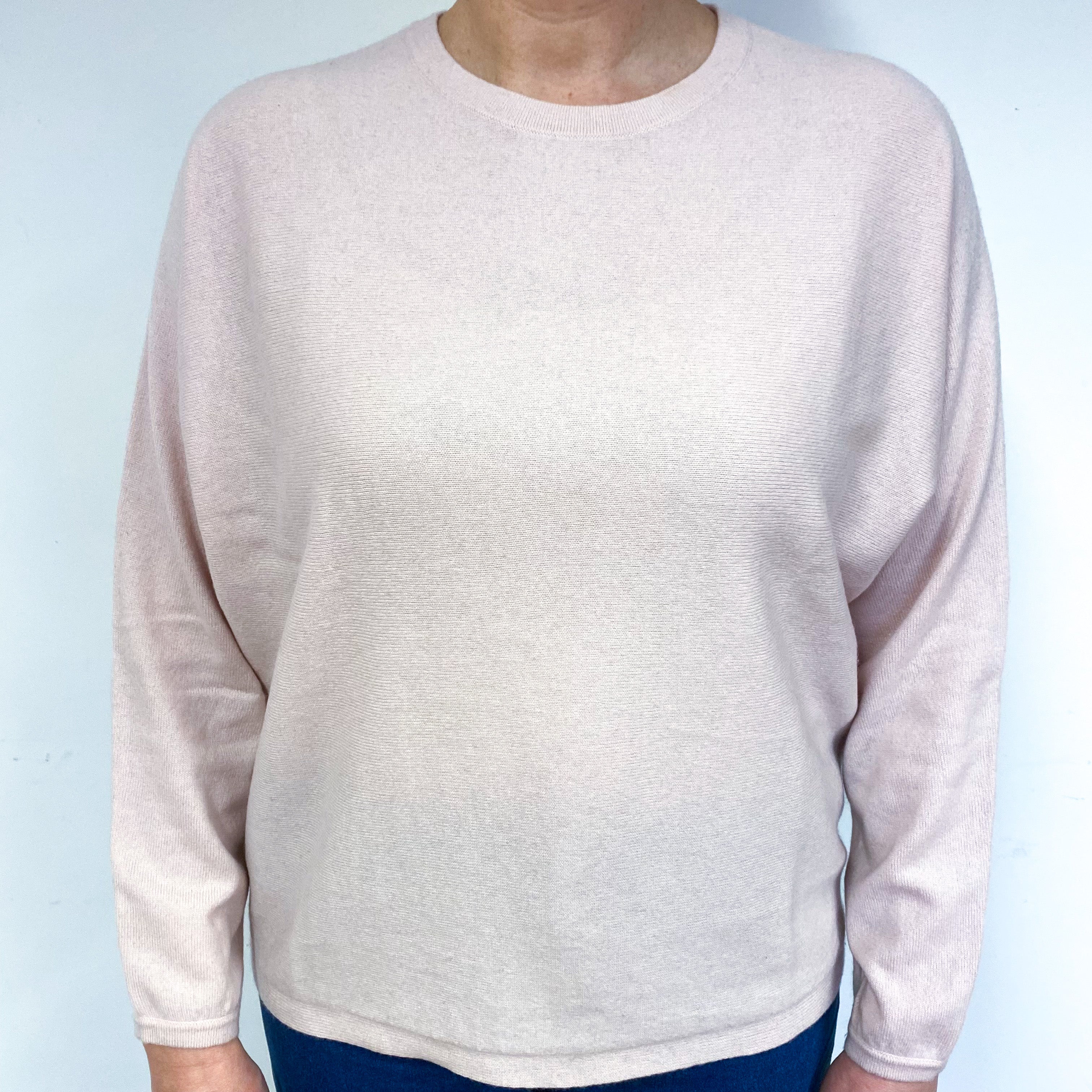 Oyster Pink Cashmere Crew Neck Jumper Large