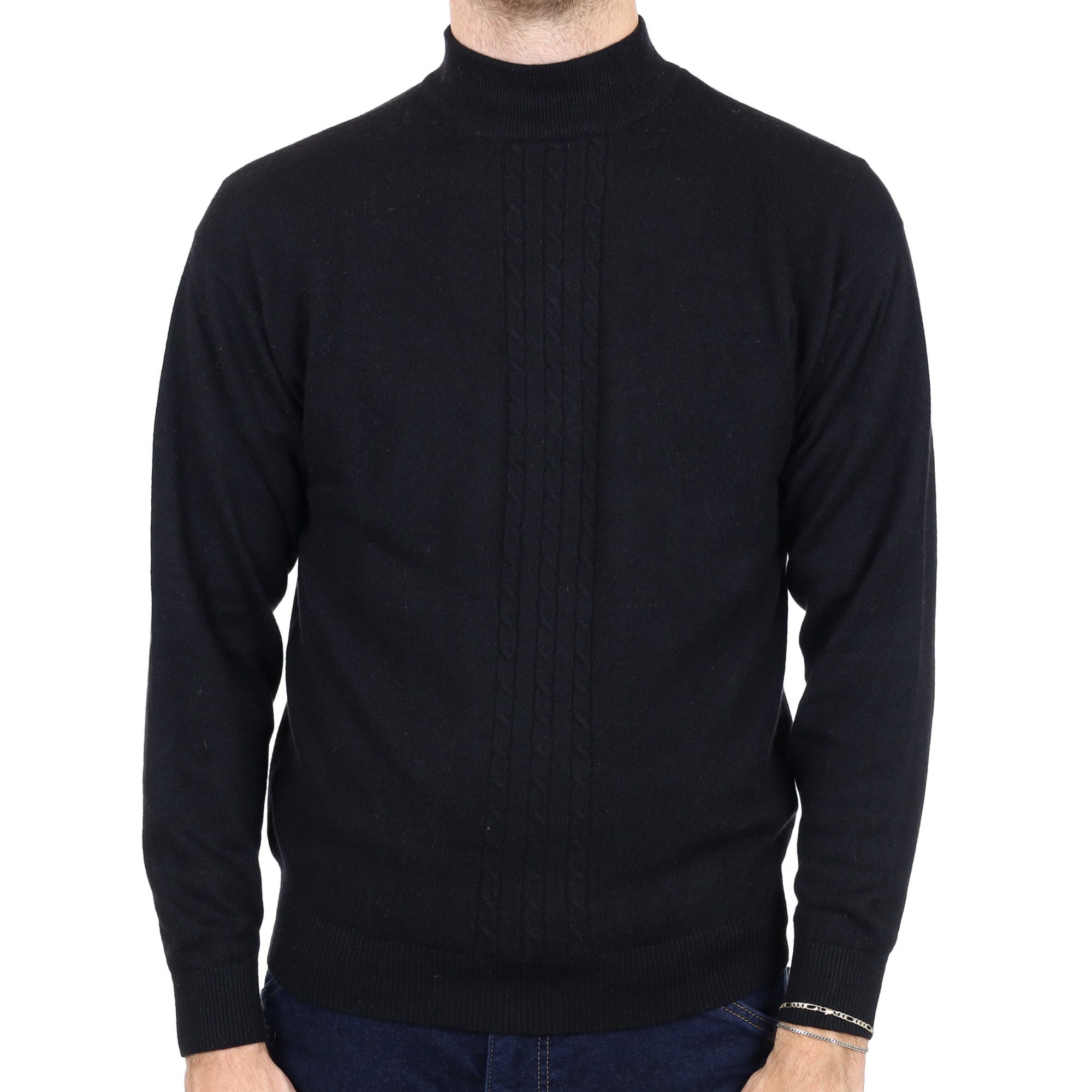 Men's Black Cashmere Turtle Neck Jumper Large