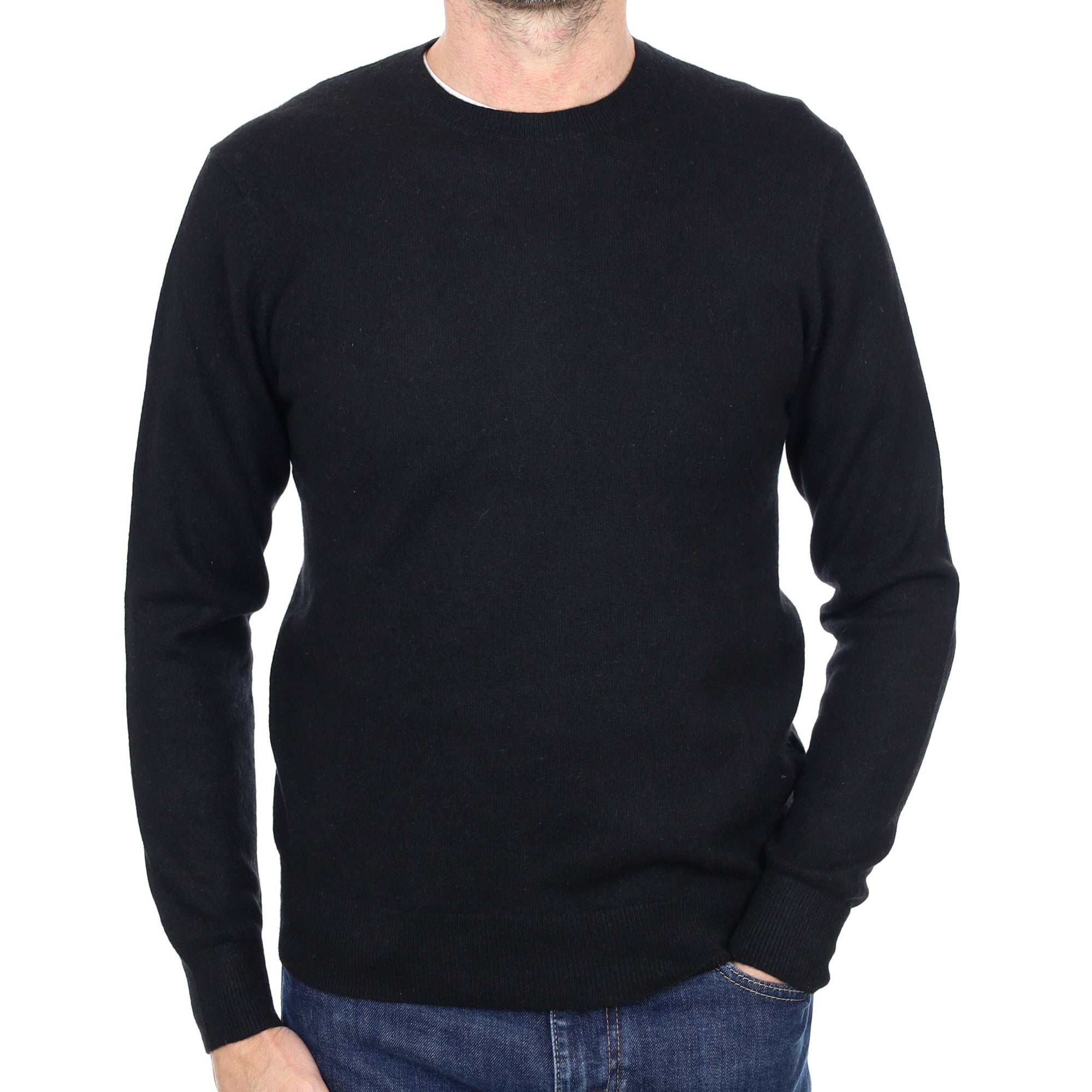 Men's Black Cashmere Crew Neck Jumper Extra Small