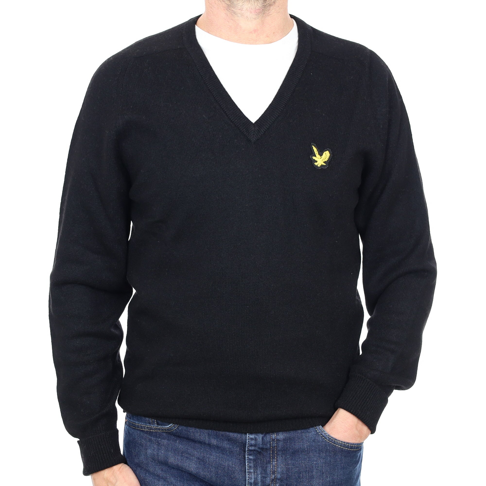 Men's Lyle and Scott Scottish Black Cashmere V Neck Jumper Small