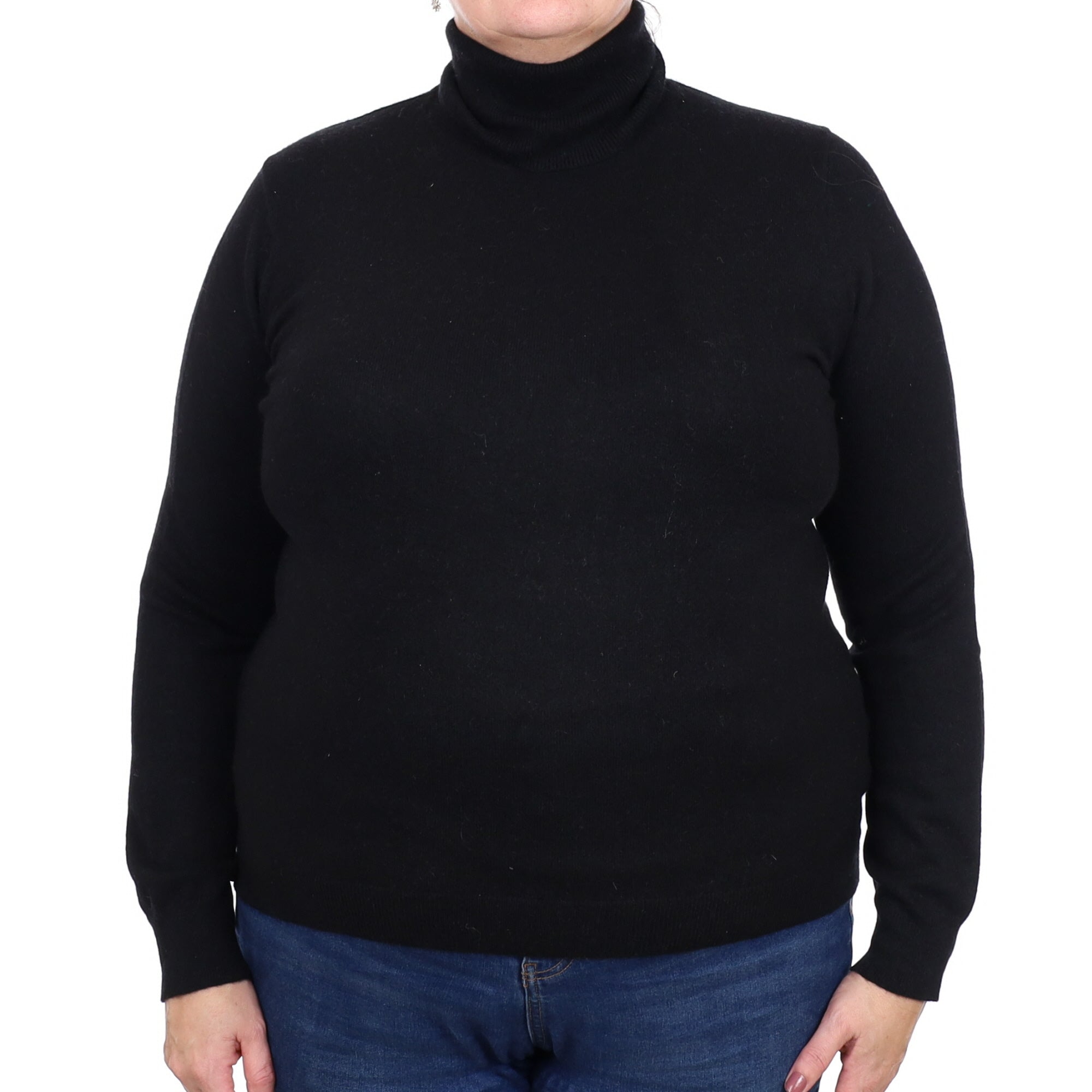 Black Cashmere Polo Neck Jumper Extra Large