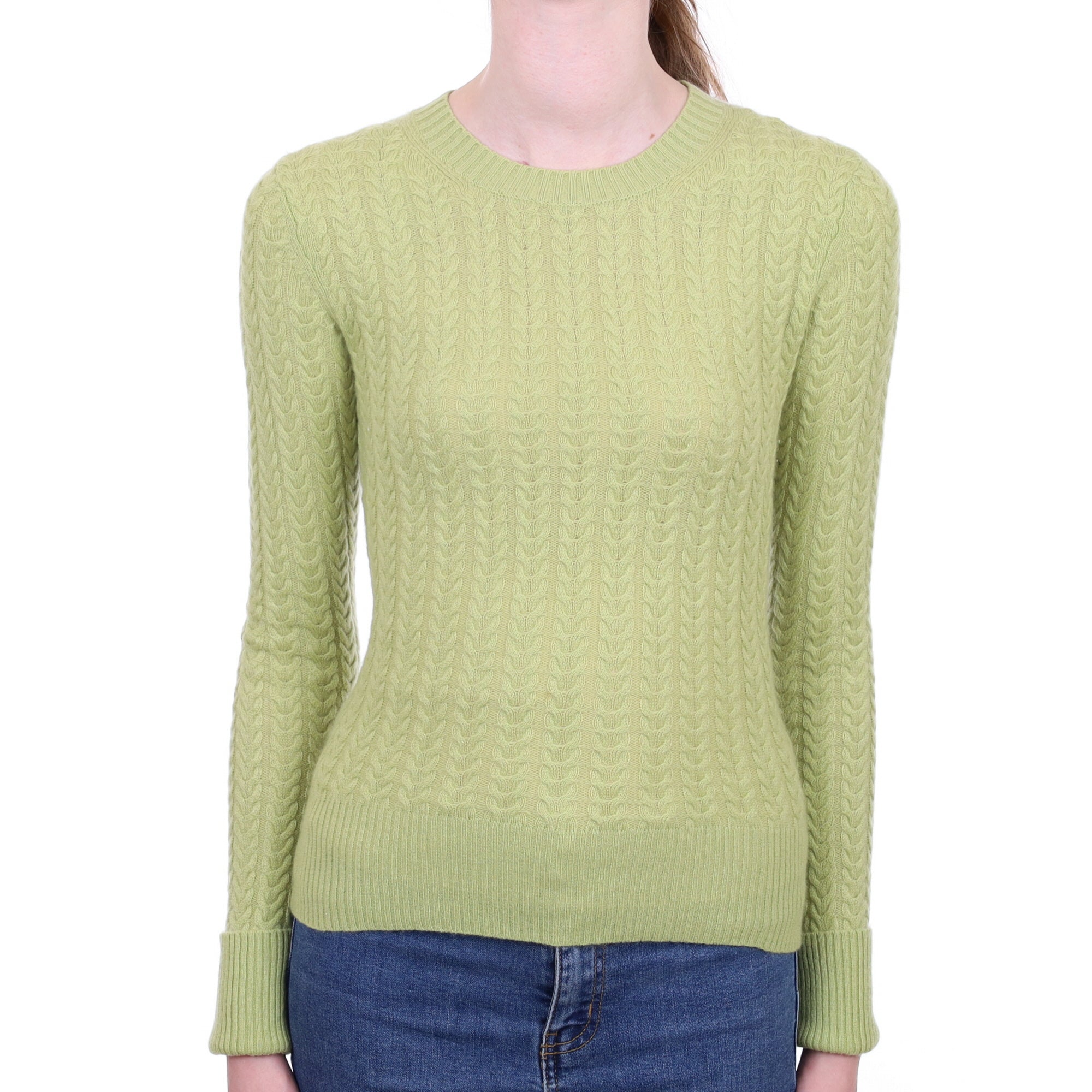 Pistachio Green Cashmere Crew Neck Jumper Extra Small