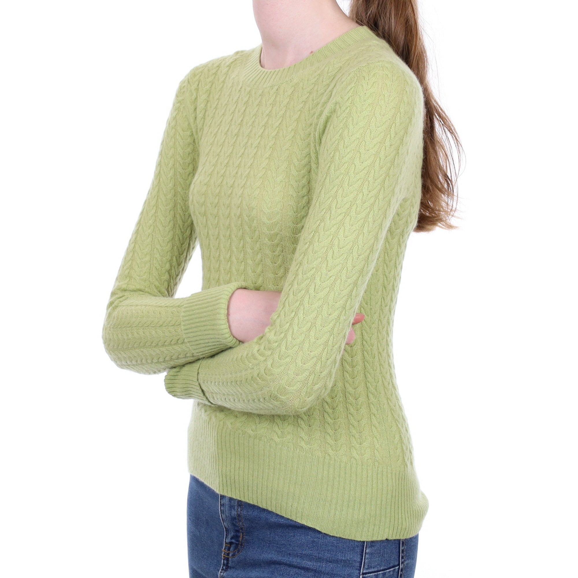 Pistachio Green Cashmere Crew Neck Jumper Extra Small