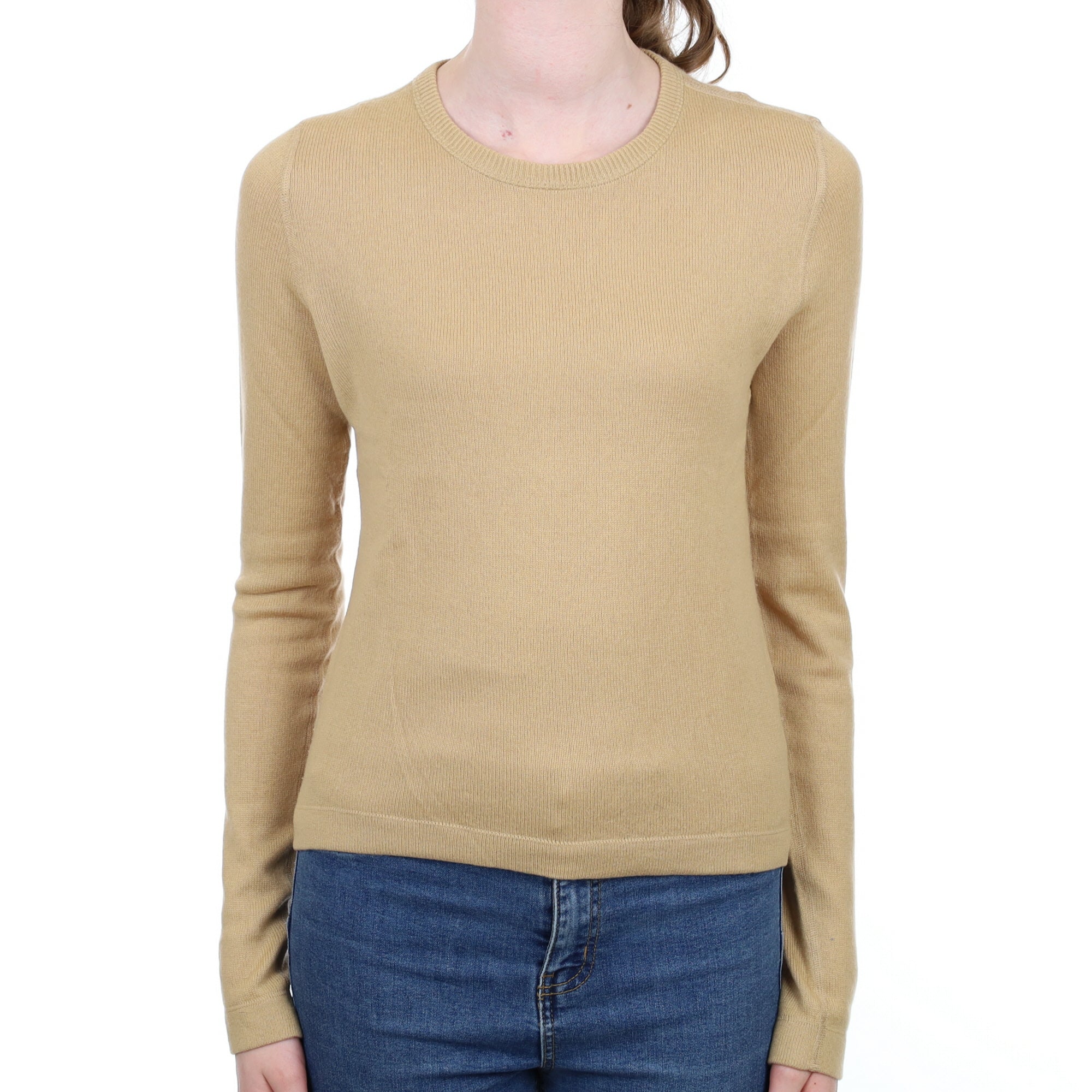 Sand Beige Cashmere Crew Neck Jumper Extra Small