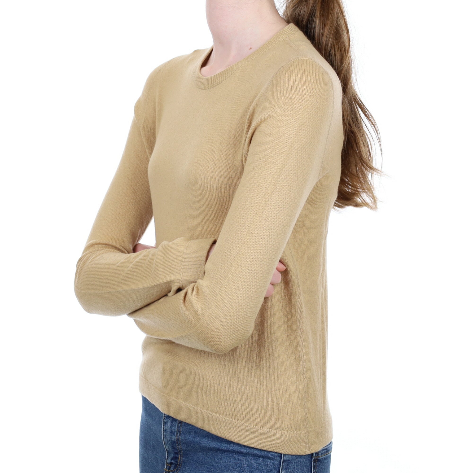 Sand Beige Cashmere Crew Neck Jumper Extra Small