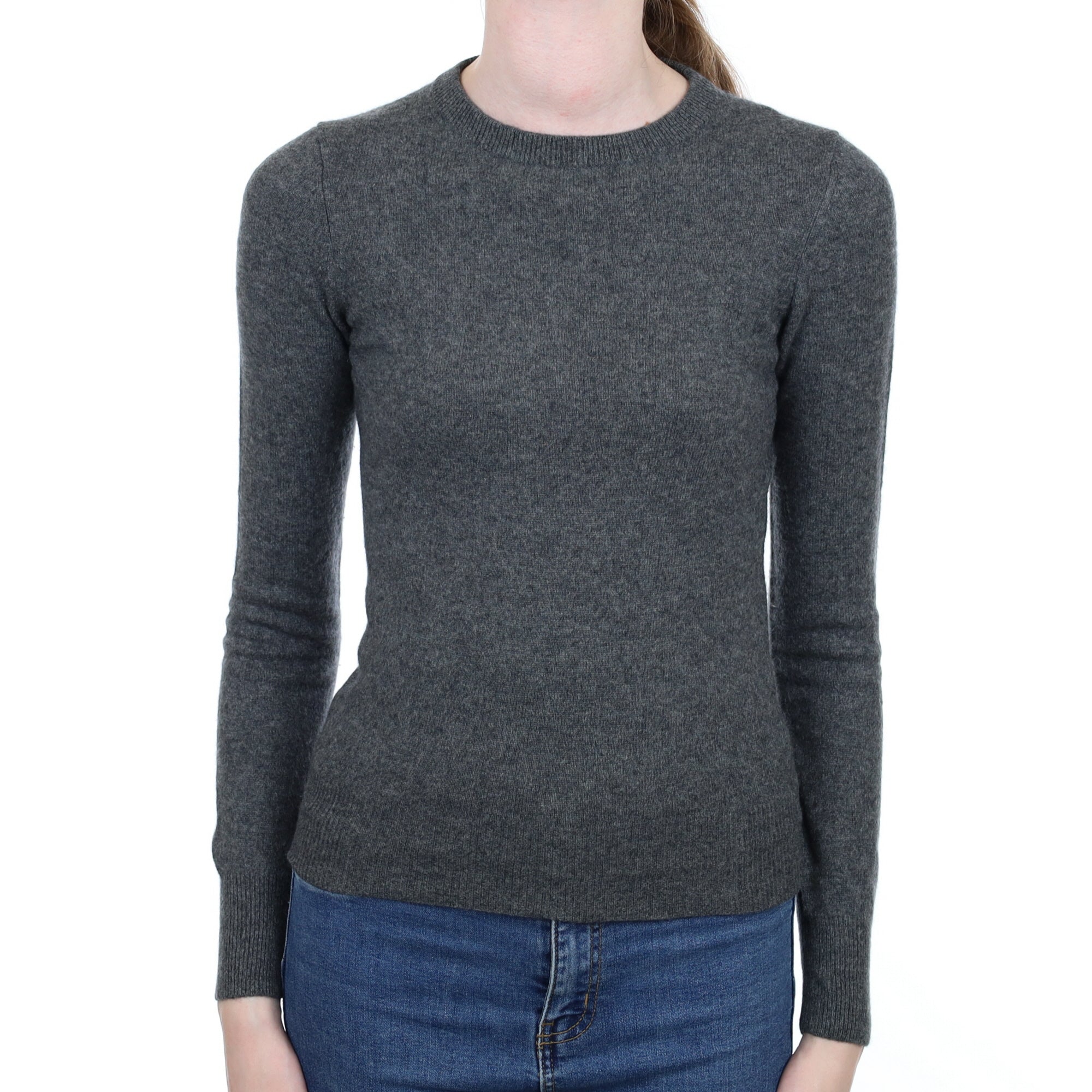 Charcoal Grey Cashmere Crew Neck Jumper Extra Small