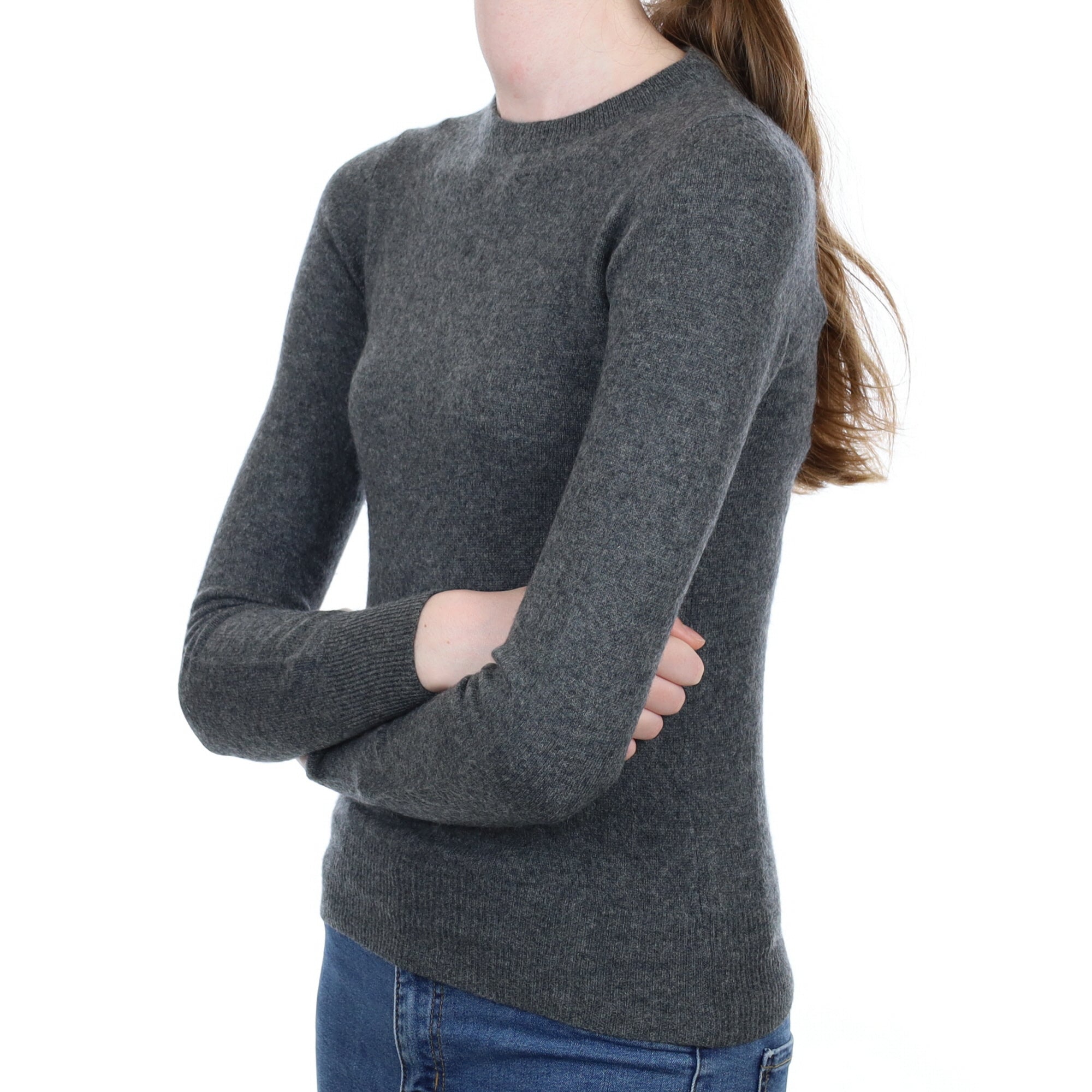 Charcoal Grey Cashmere Crew Neck Jumper Extra Small