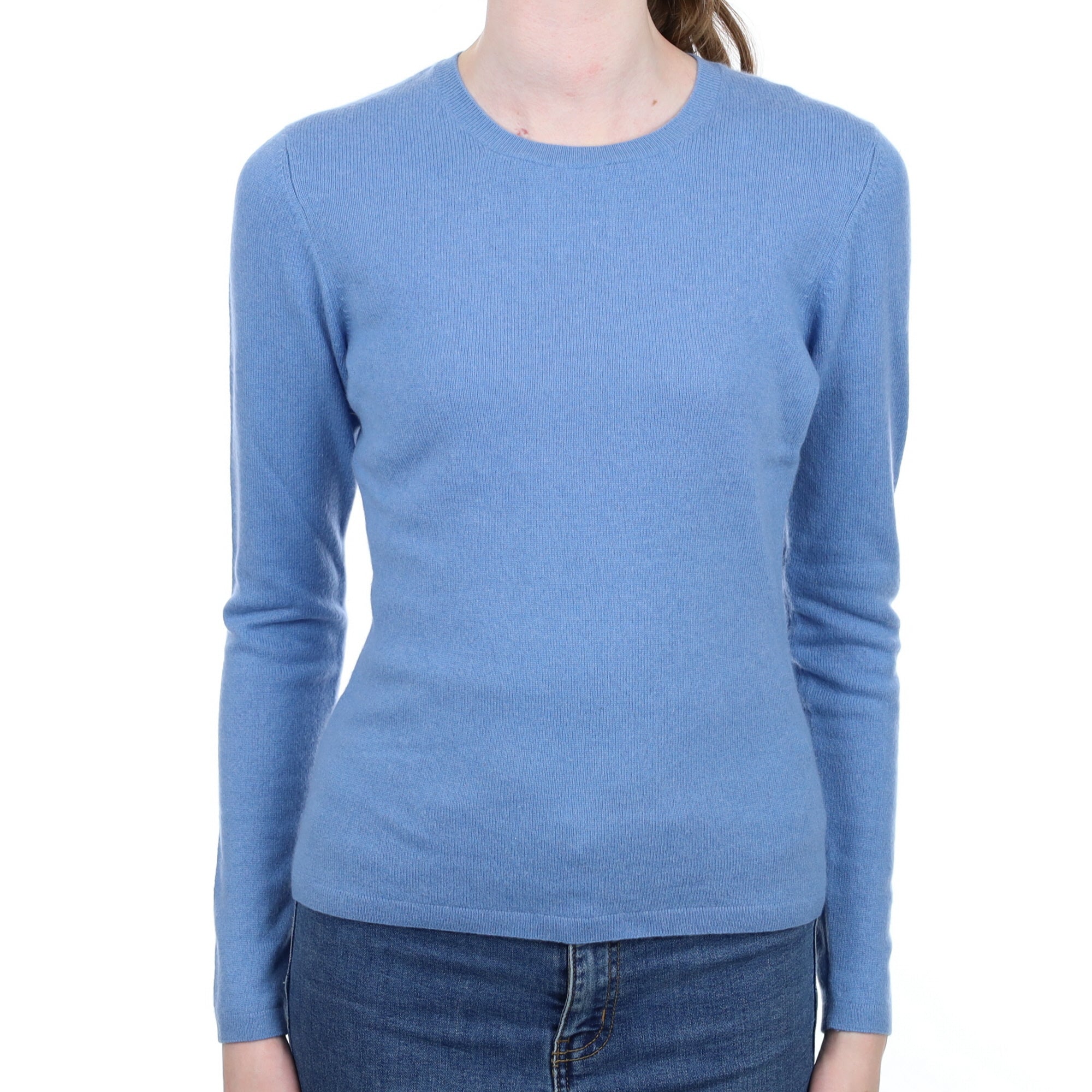 Cornflower Blue Cashmere Crew Neck Jumper Extra Small