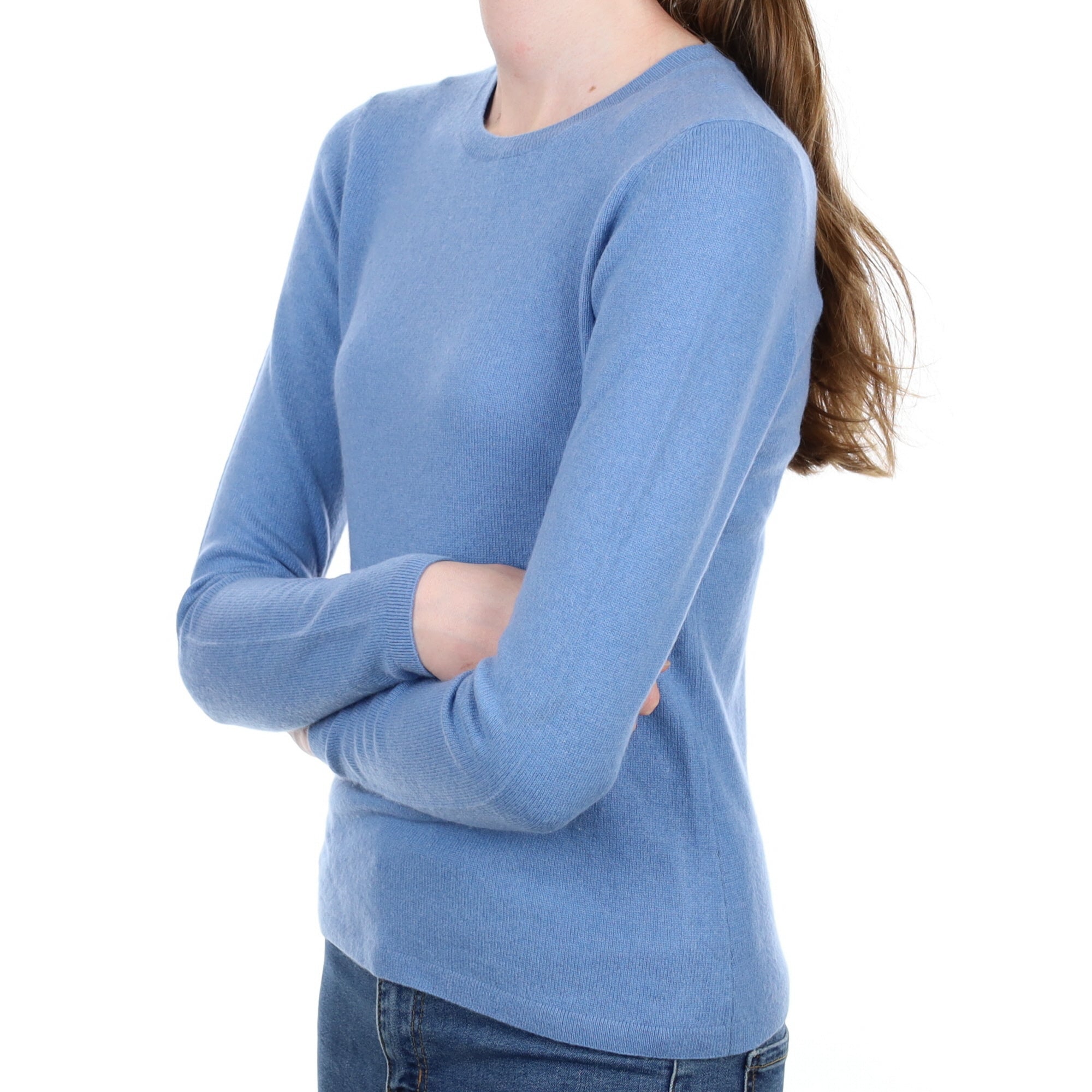 Cornflower Blue Cashmere Crew Neck Jumper Extra Small