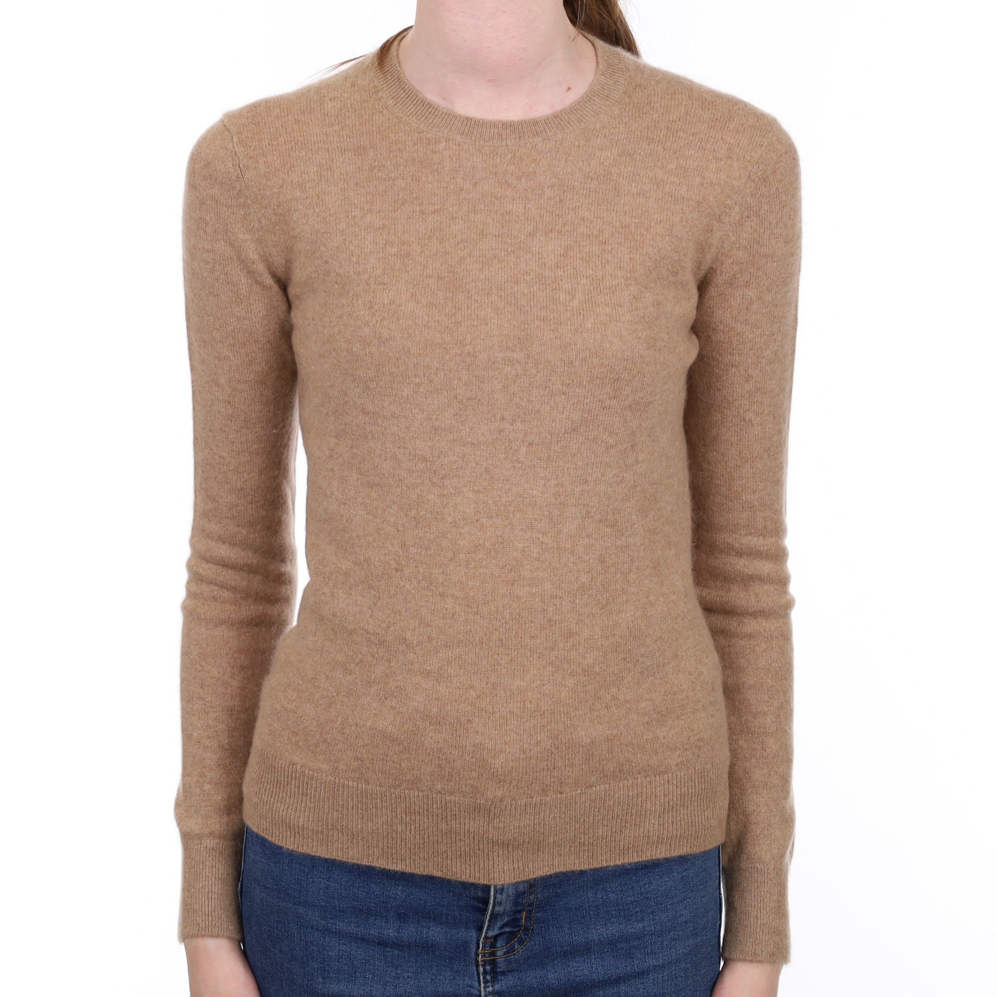 Caramel Brown Cashmere Crew Neck Jumper Extra Small