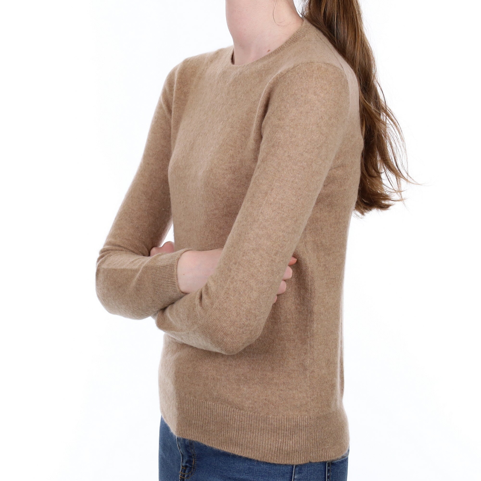 Caramel Brown Cashmere Crew Neck Jumper Extra Small