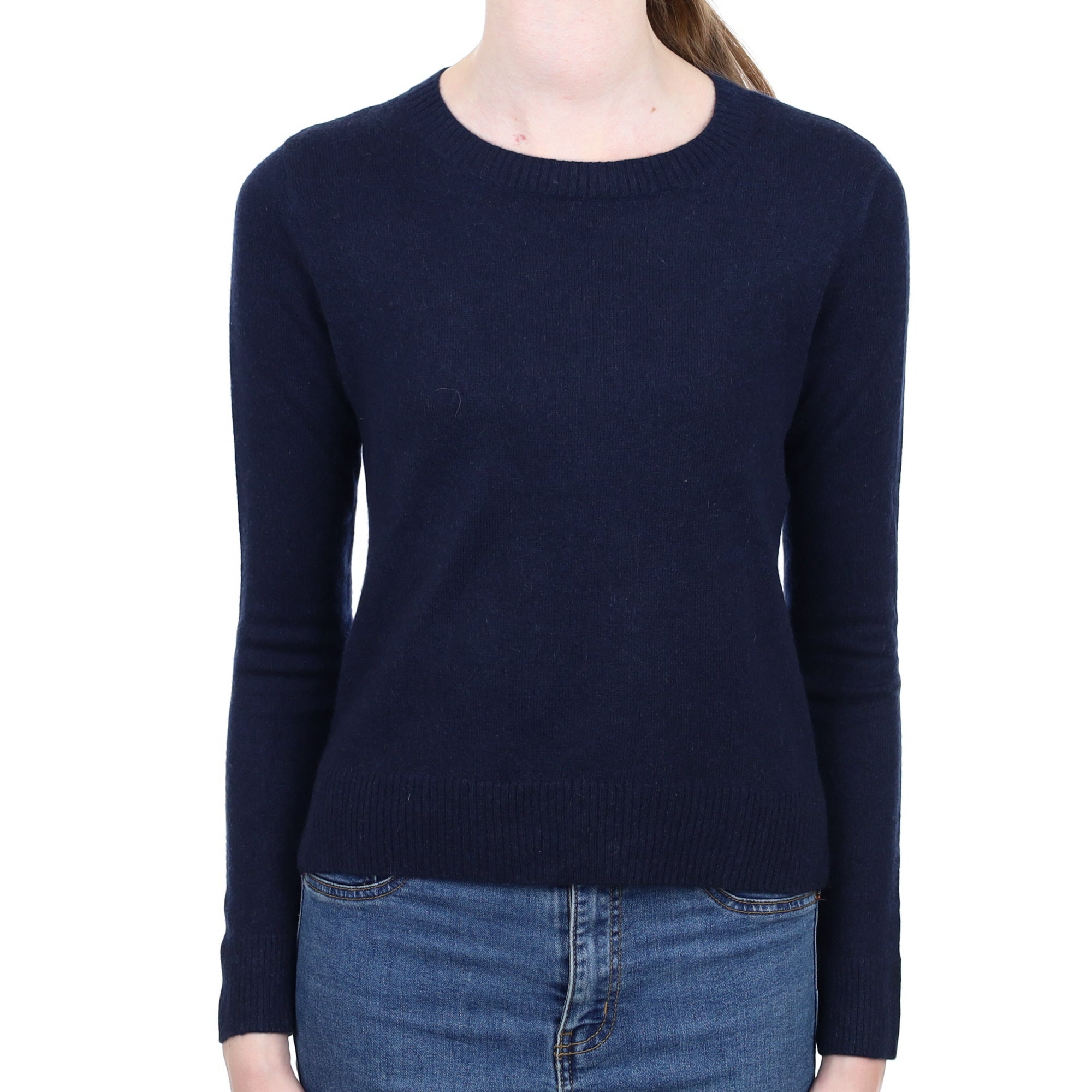 Midnight Navy Blue Cashmere Crew Neck Jumper Extra Small