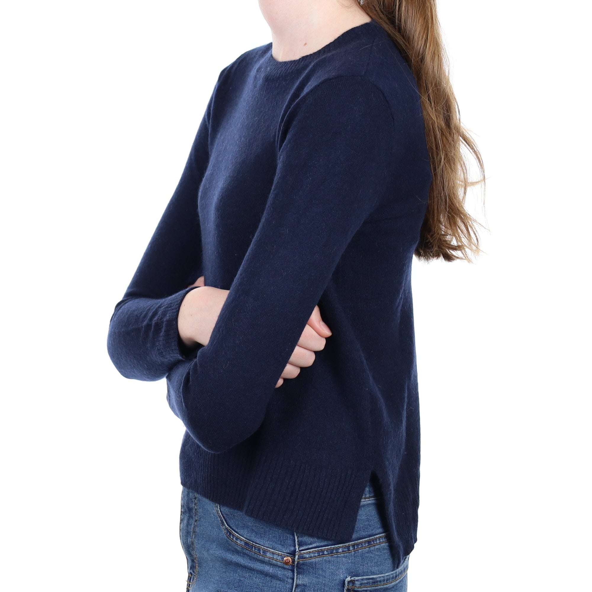 Midnight Navy Blue Cashmere Crew Neck Jumper Extra Small