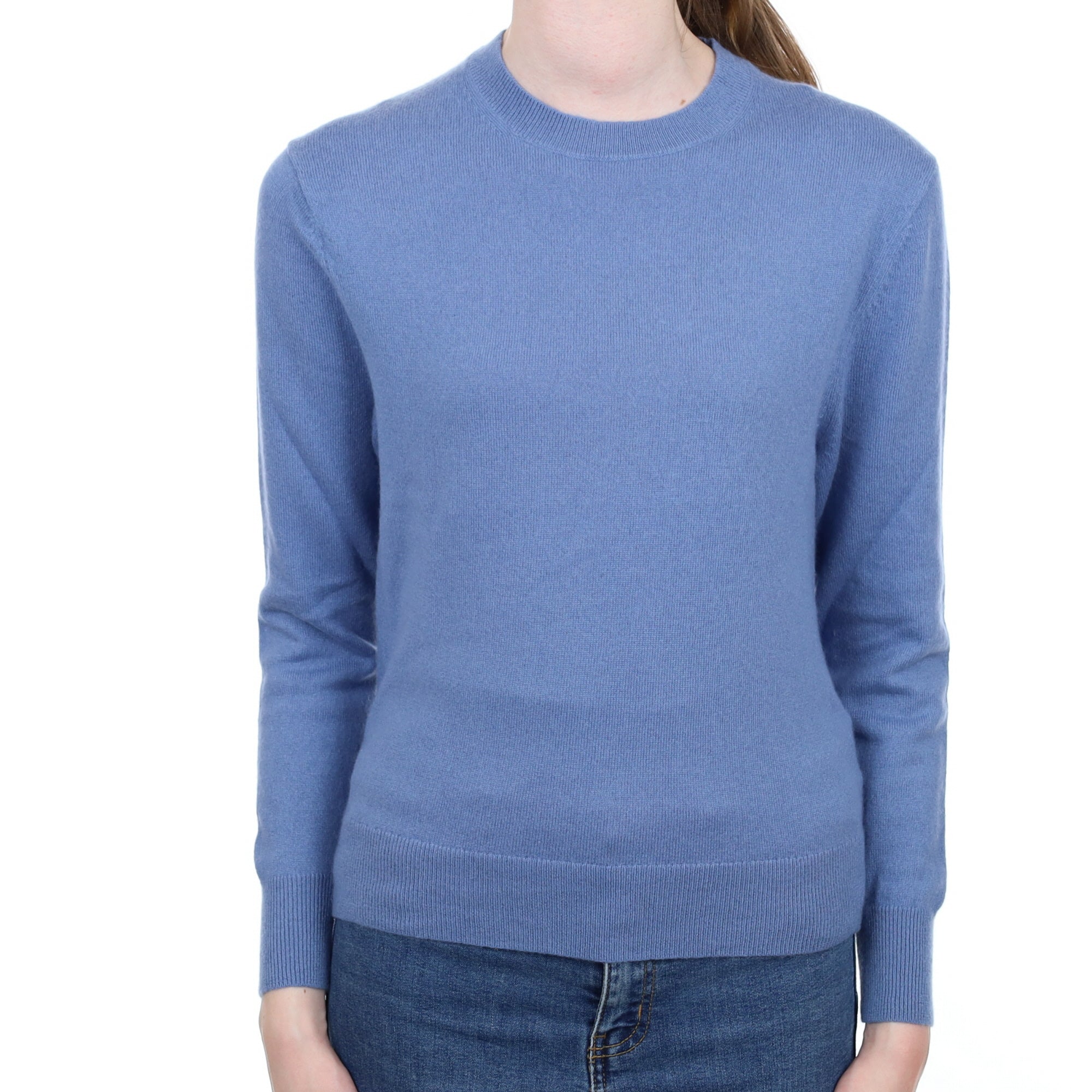 Denim Blue Cashmere Crew Neck Jumper Extra Small