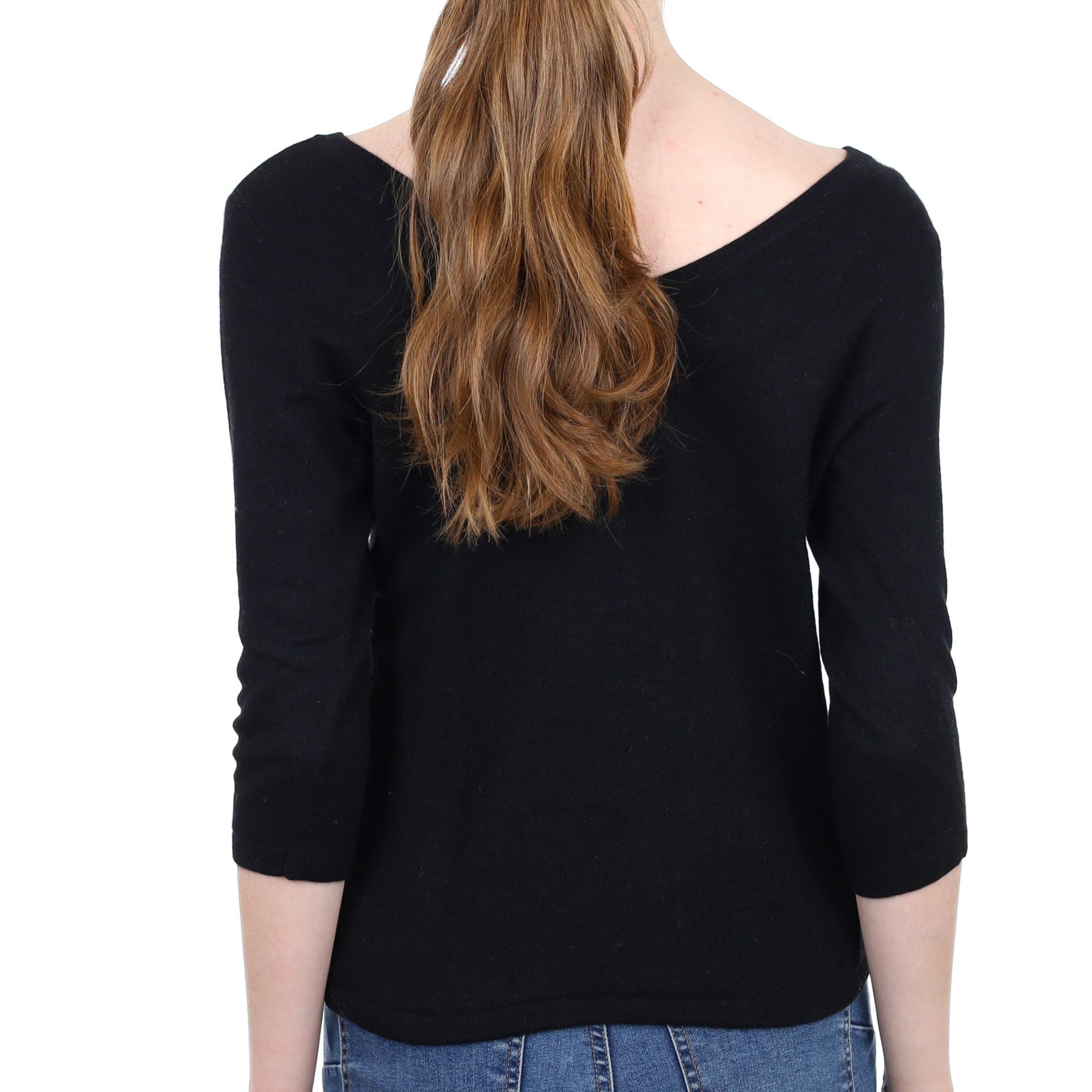 Black Cashmere V Neck Jumper Extra Small