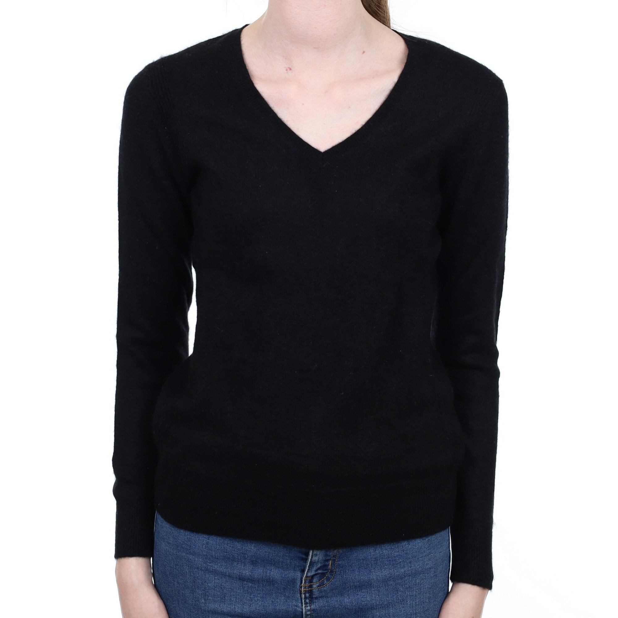 Black Cashmere V Neck Jumper Extra Small