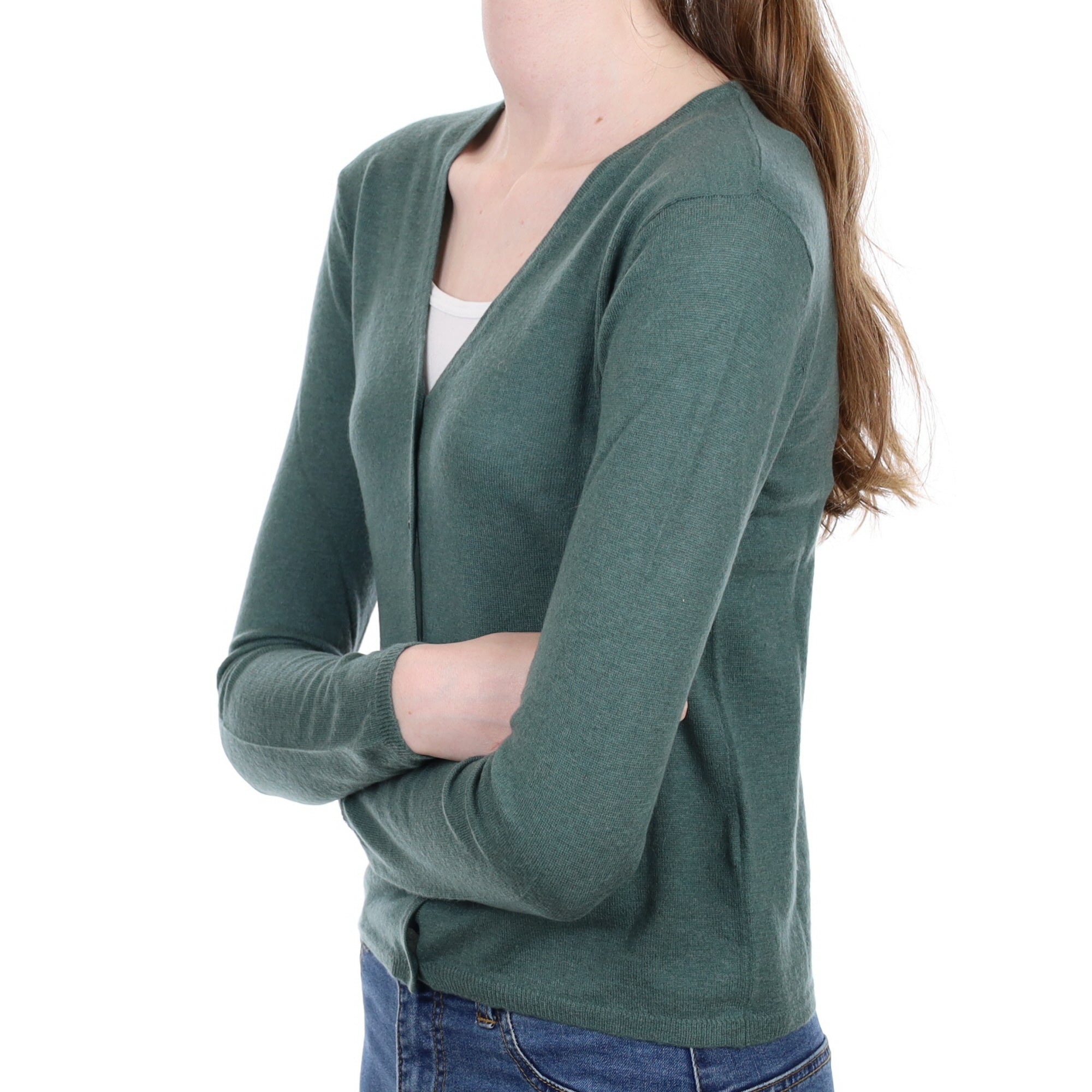 Spruce Green Cashmere V Neck Cardigan Extra Small