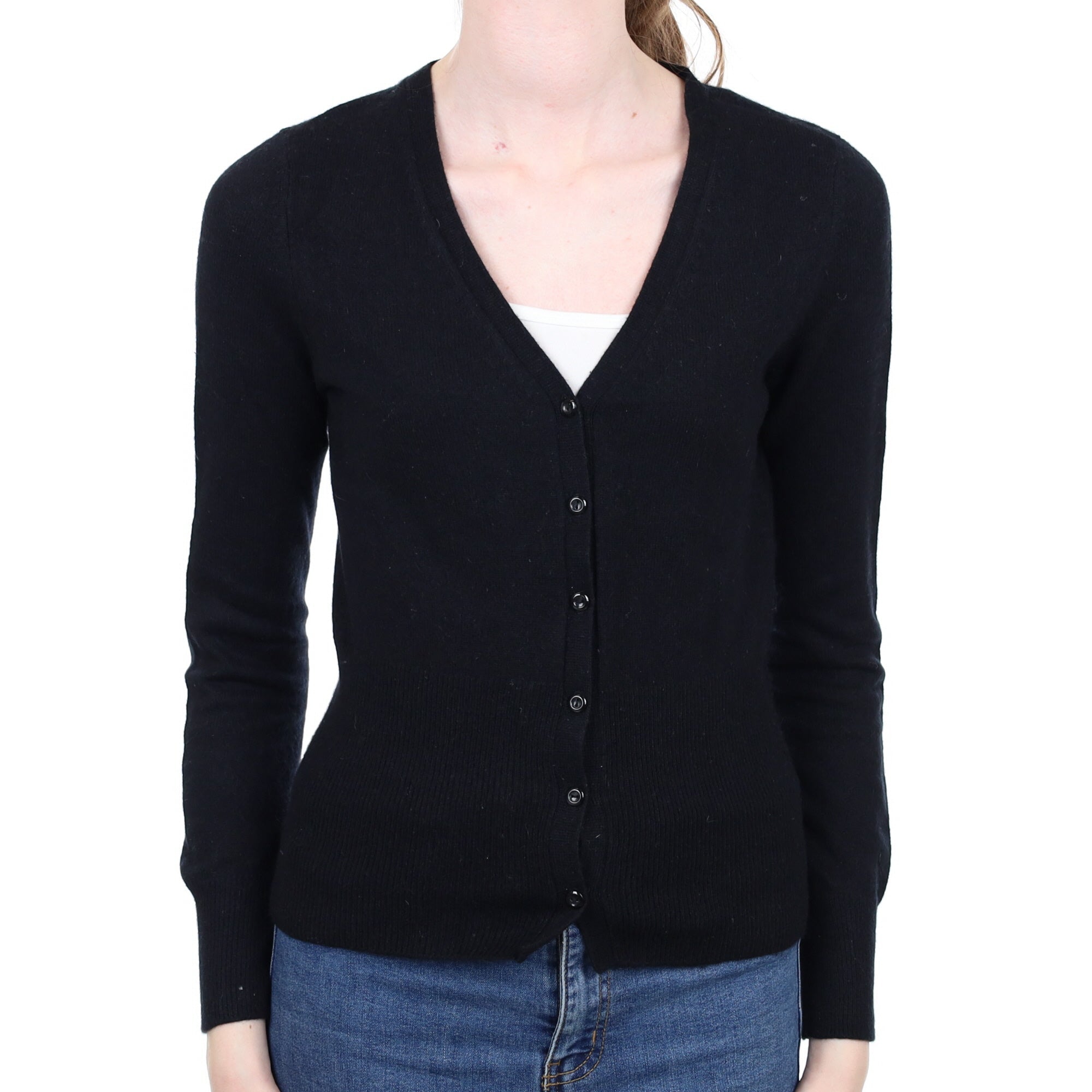 Black Cashmere V Neck Cardigan Extra Small