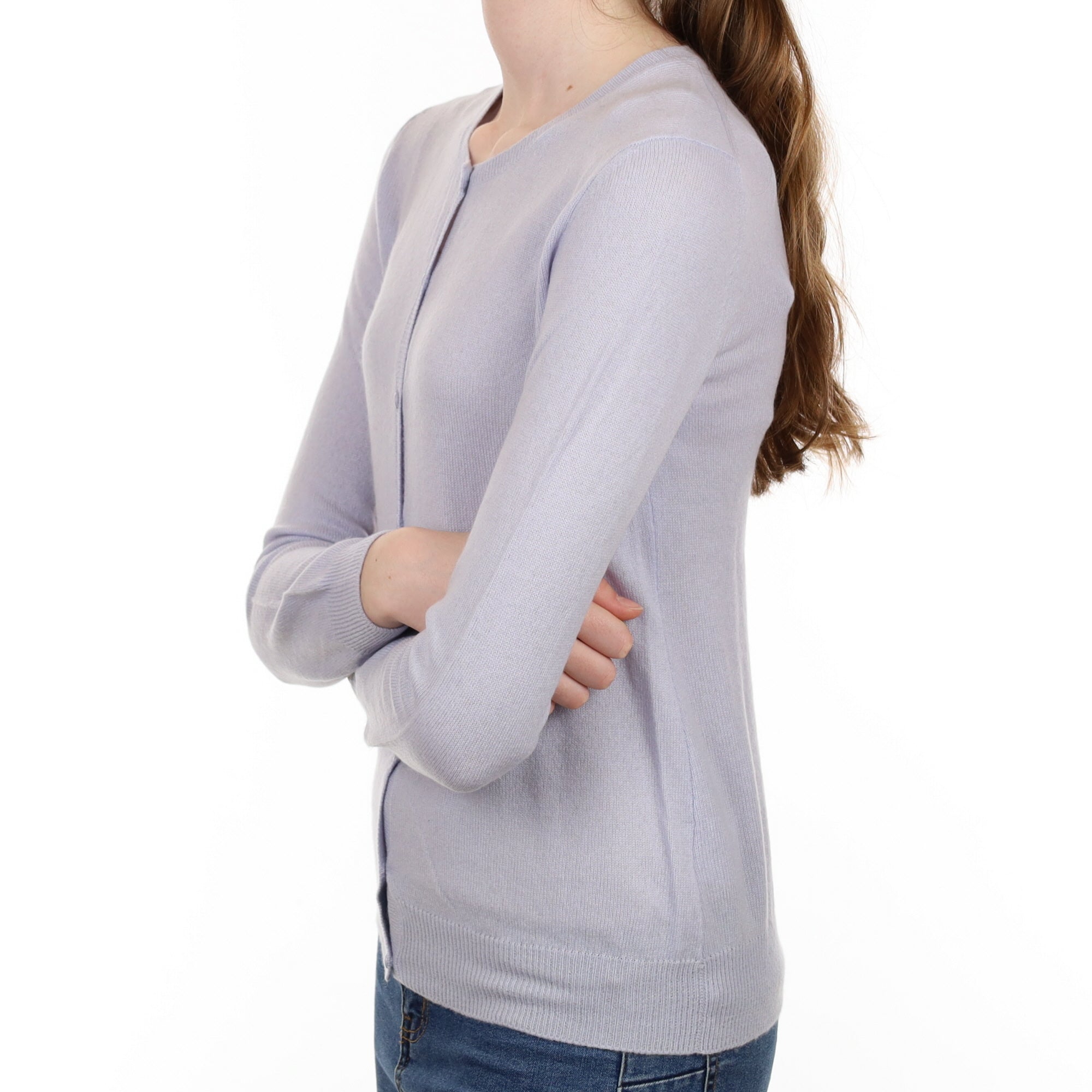 Ice Blue Cashmere Crew Neck Cardigan Extra Small